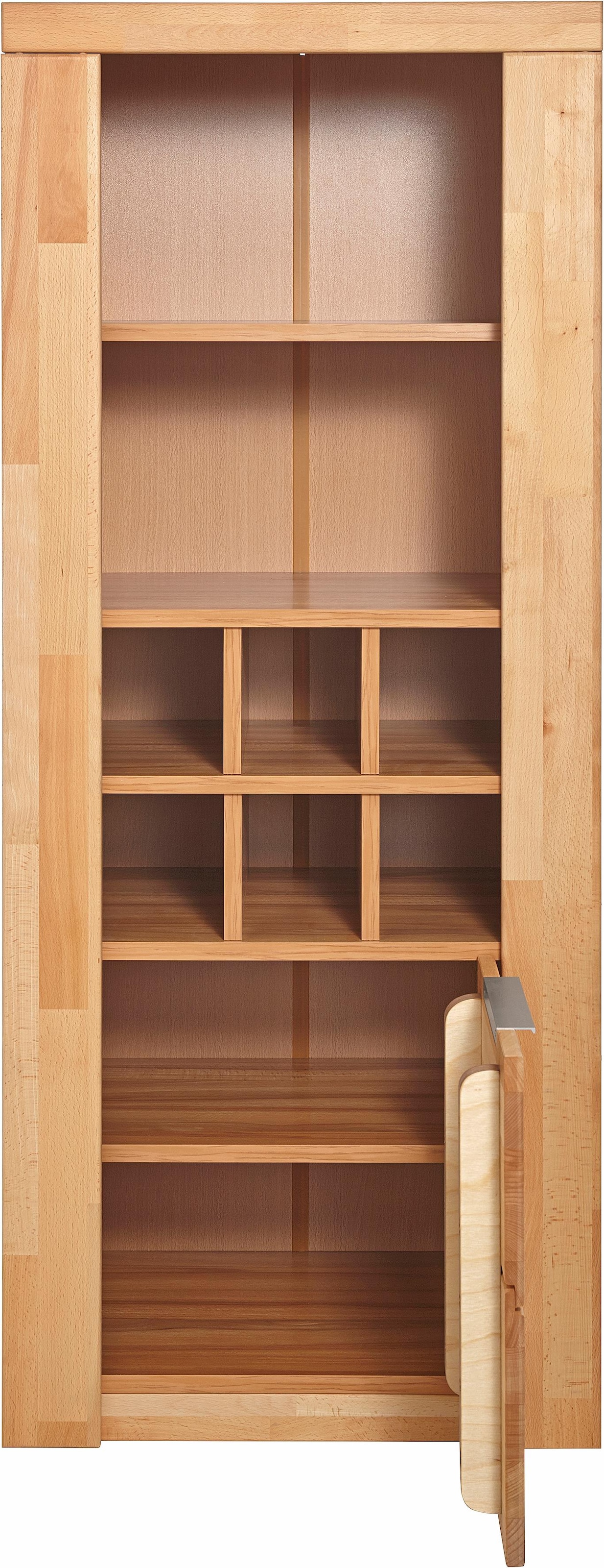 GOODproduct Vitrines »ZARA81, 2 Fächer geschlossen, geölt, Wohnzimmer, teilmassiv Kernbuche« B/T/H:60/40/145cm, Front massivholz, Tür L/R, wein Regal, Griffleiste