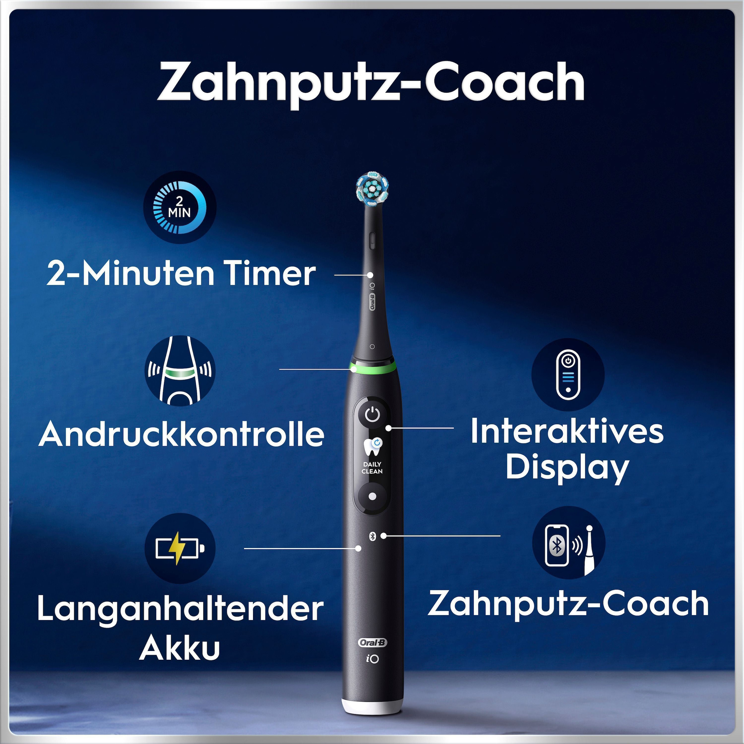 Oral-B Brosse à dents électrique »iO 6« 2 cuis Aufsteckbürsten avec technologie magnétique, écran, 5 modes de brossage, étui de voyage