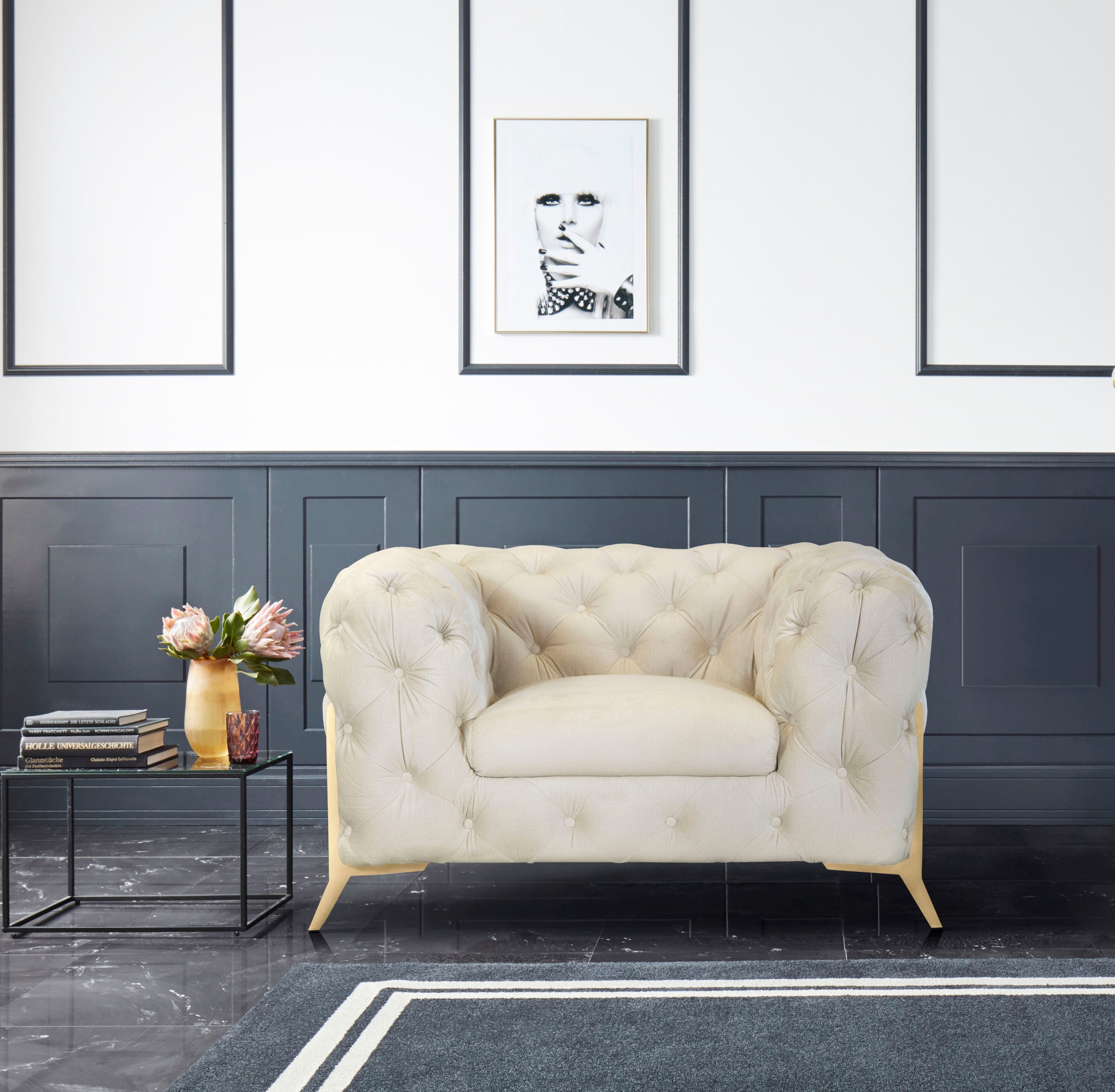 Home affaire Chesterfield-Sessel »Amaury Sessel« aufwändige Knopfheftung, moderne Chesterfield Optik, Fussfarbe wählbar