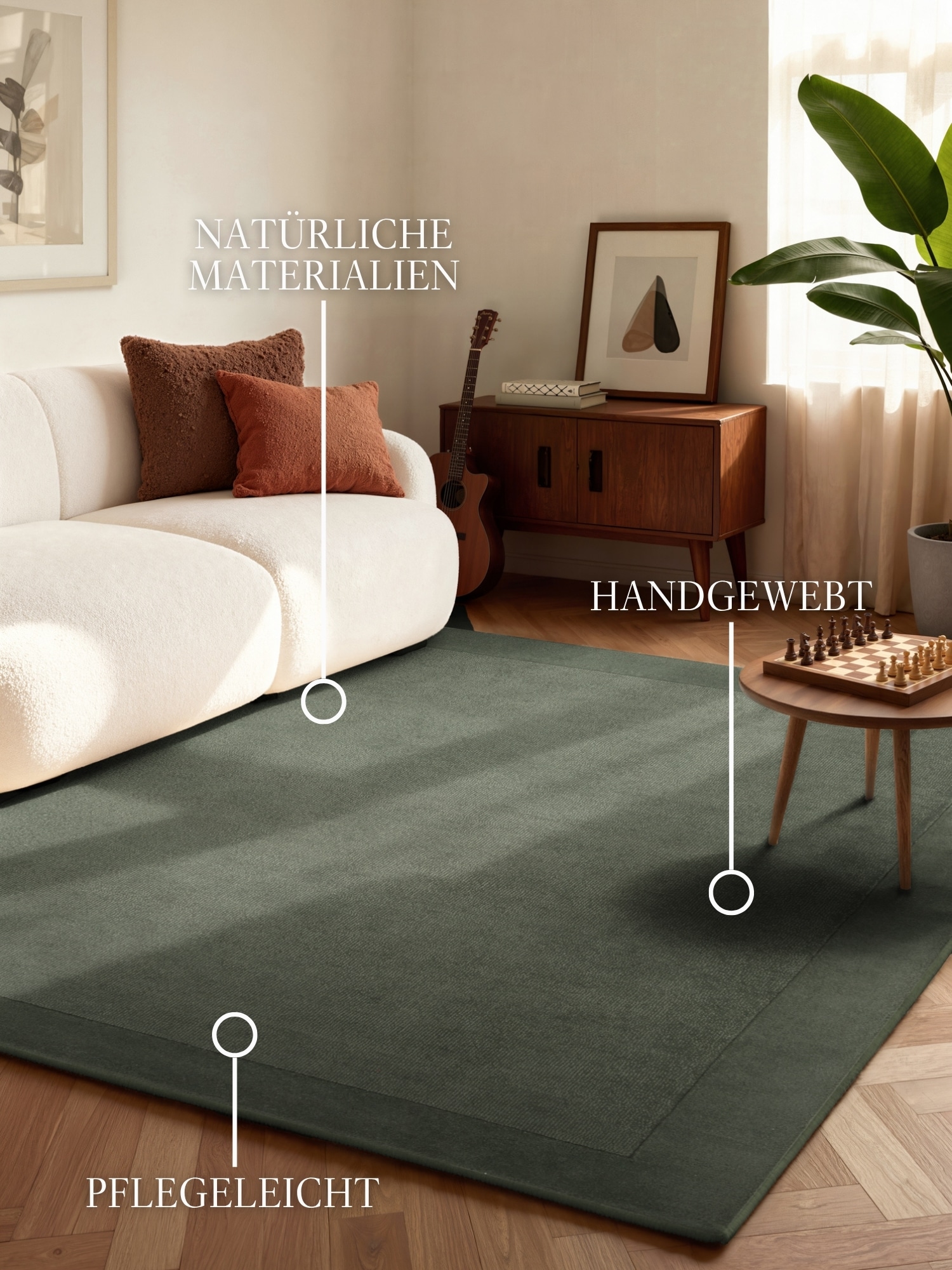 Villeroy & Boch Tapis »Wollteppich Kari« Rectangulaire 17 mm Höhe Handgewebt, Wolle, Bordüre, Einfarbig, Läufer, Wohnzimmer, Modern