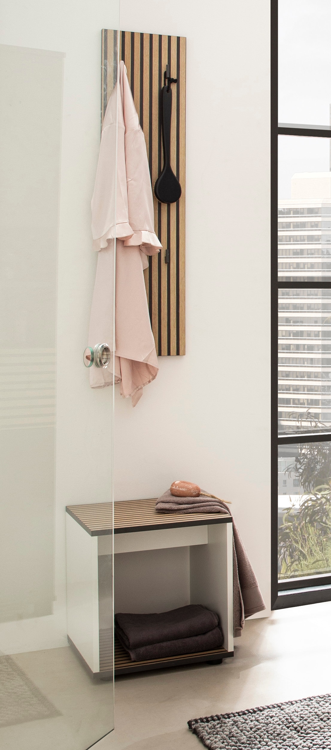 Home affaire Garderobenpaneel »Katta, Breite 24 cm« Akustikplattenoptik, Kleiderhaken aus Metall