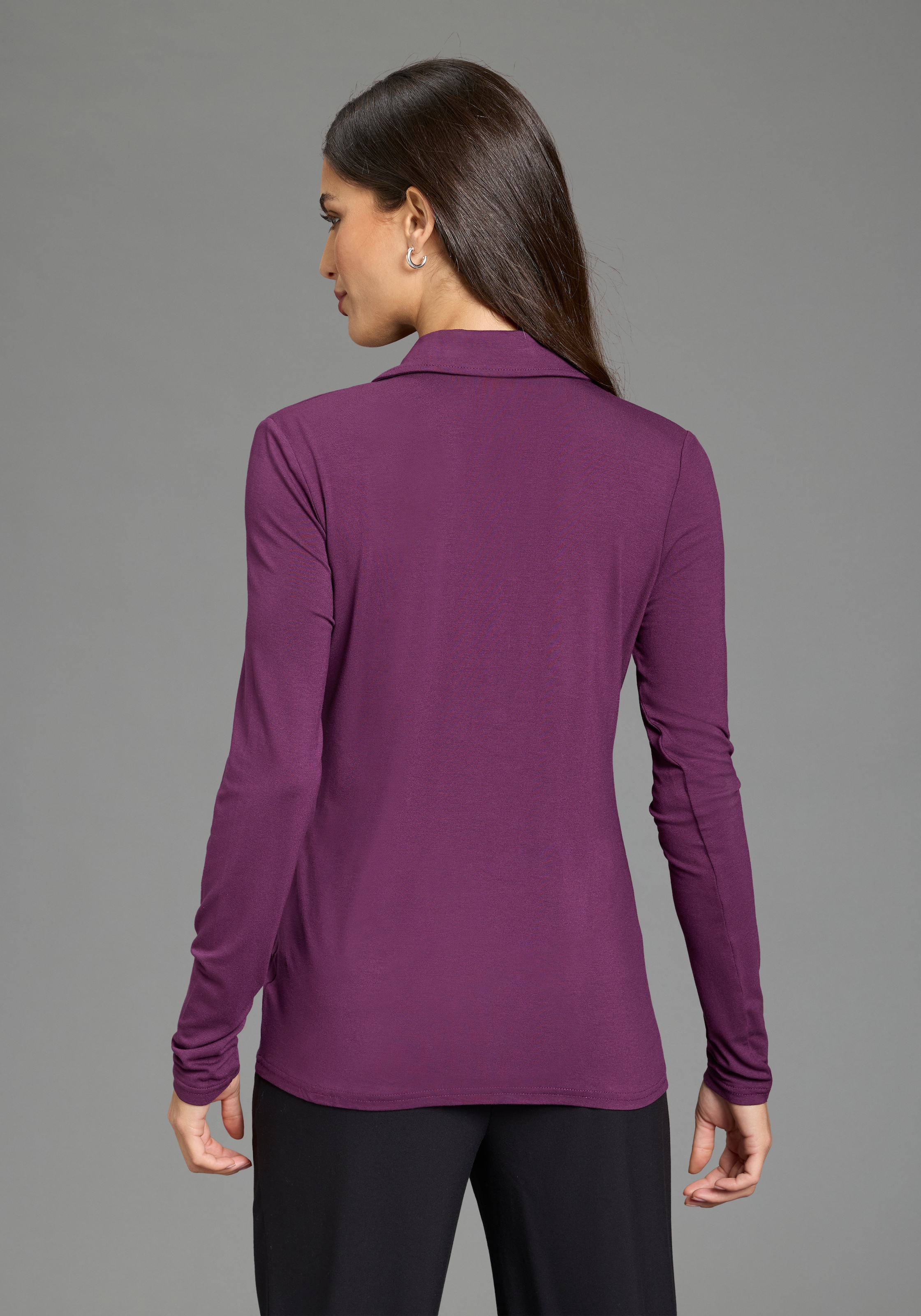 Boysen's Langarmshirt langärmel,  figurbetonter Schnitt,  Blusenkragen