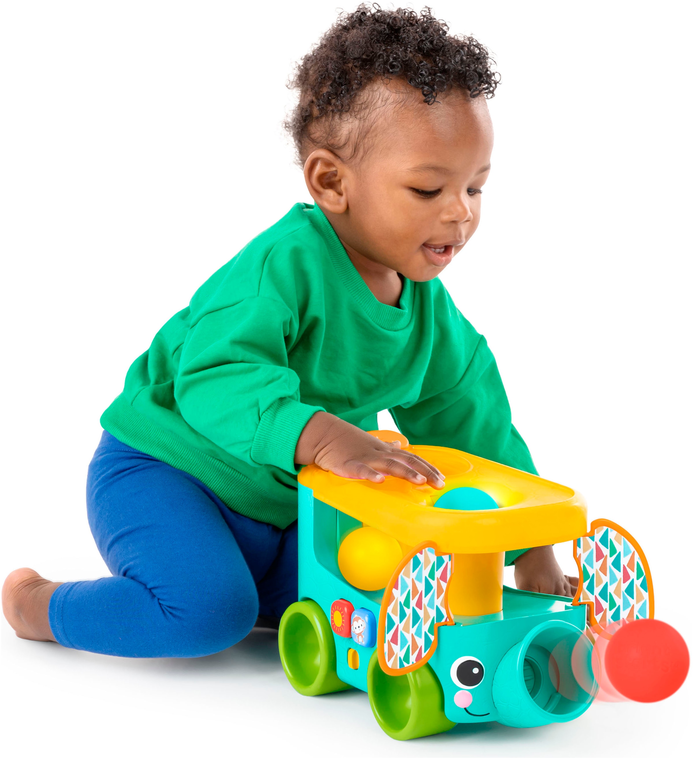 Bright Starts Lernspielzeug »Pop & Roll Safari Bus  Ball Play Toy« mit Licht und Sound