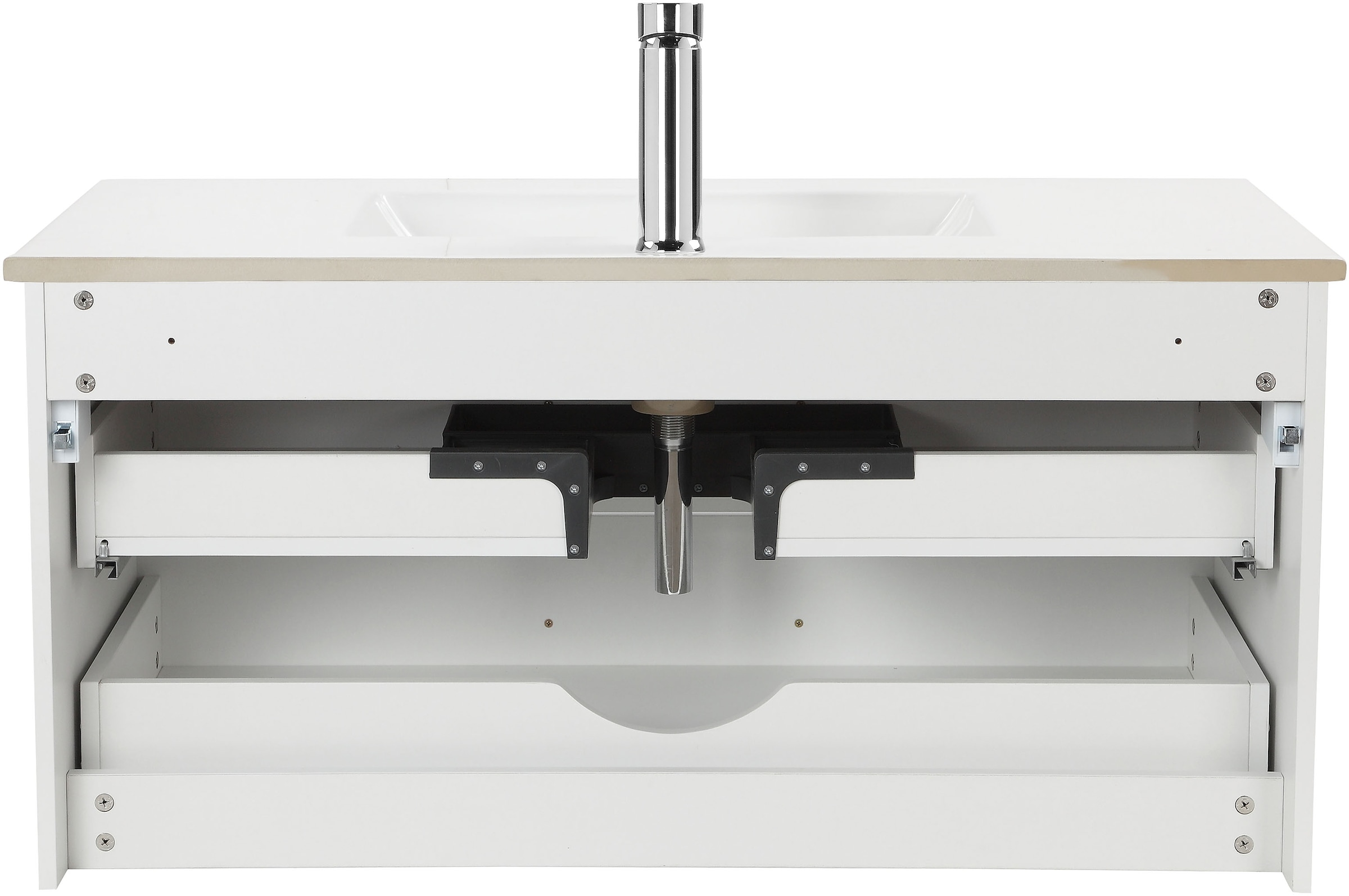 welltime Waschtisch »Florenz« Komplett-Set,  Waschplatz mit 2 Auszügen und Softclose Breite 100cm