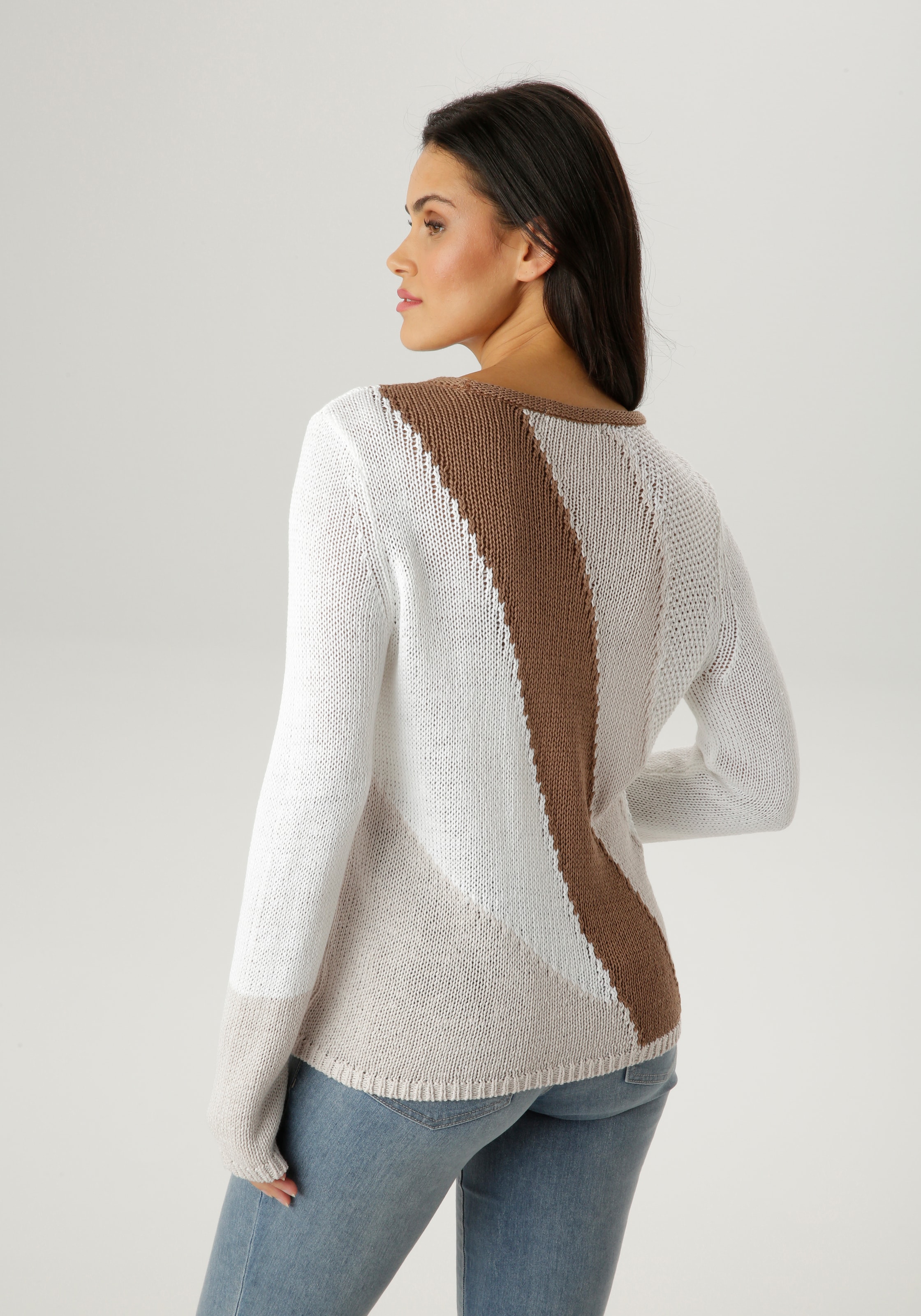 Aniston SELECTED Strickpullover mit Rollkante am Rundhalsausschnitt - NEUE KOLLEKTION