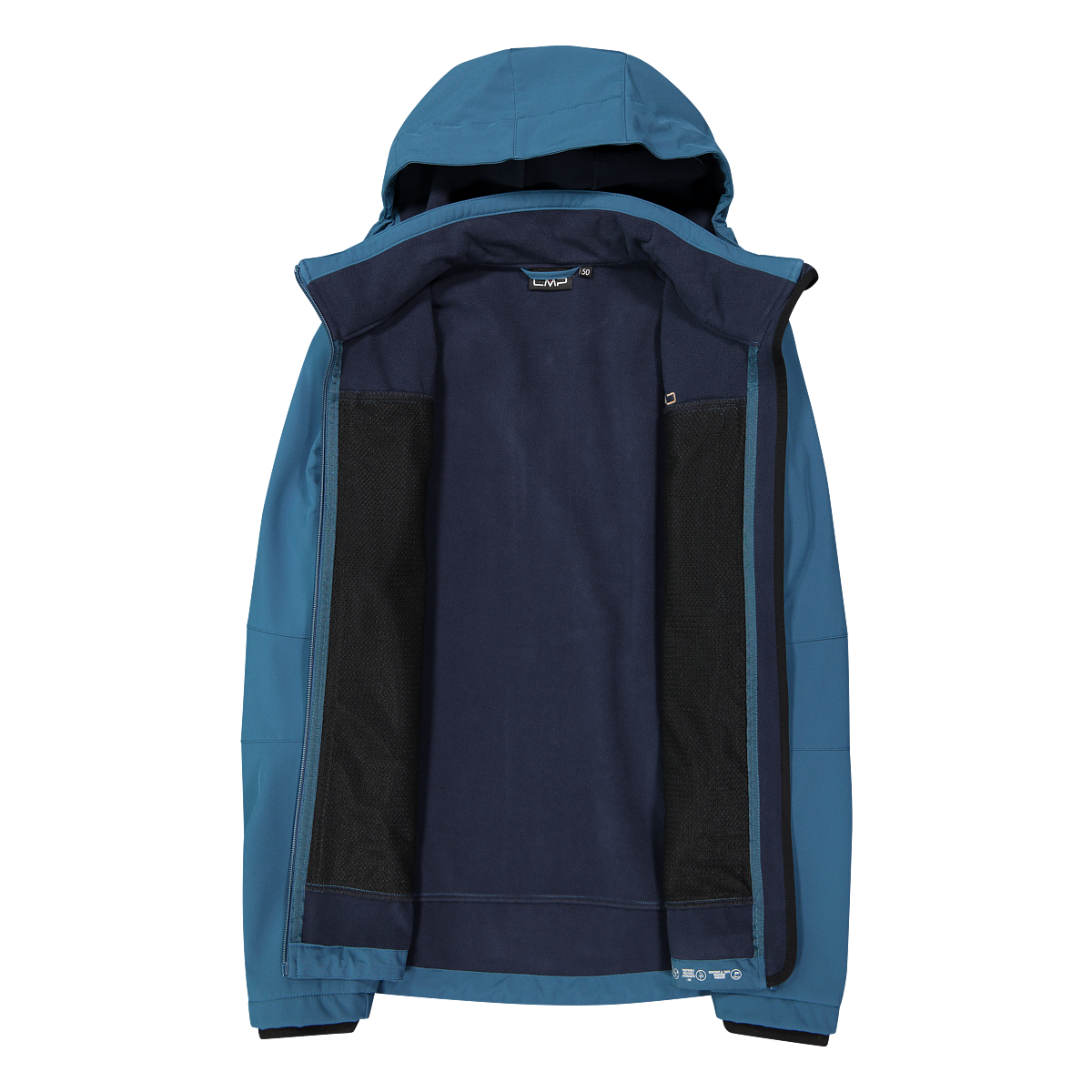 CMP Veste softshell avec capuche avec col montant, triple couche, déperlant, coupe-vent