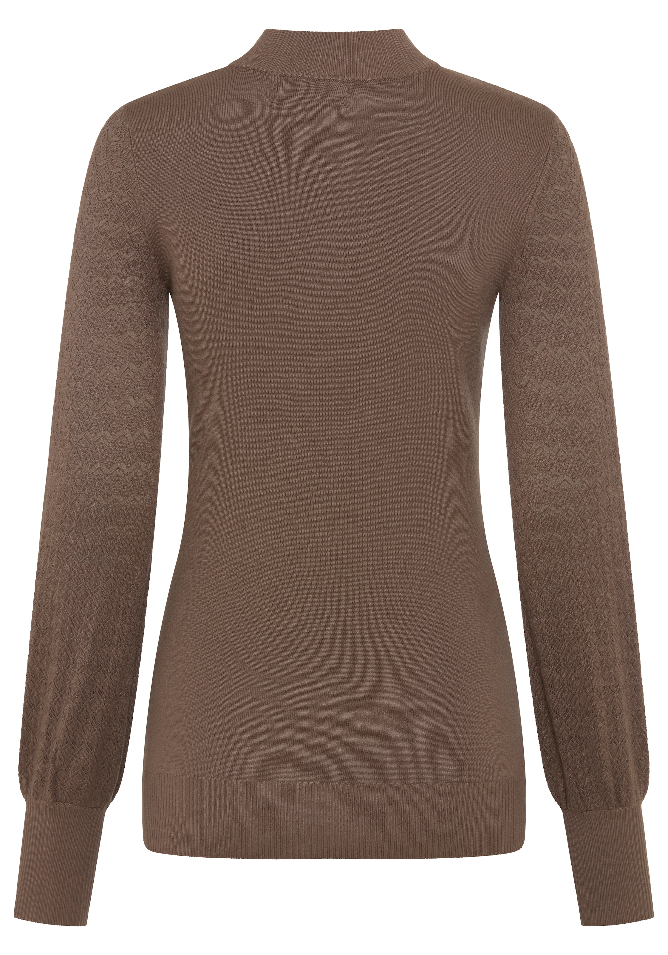 Melrose Stehkragenpullover mit Ajourstrick und vulominösen Ärmeln
