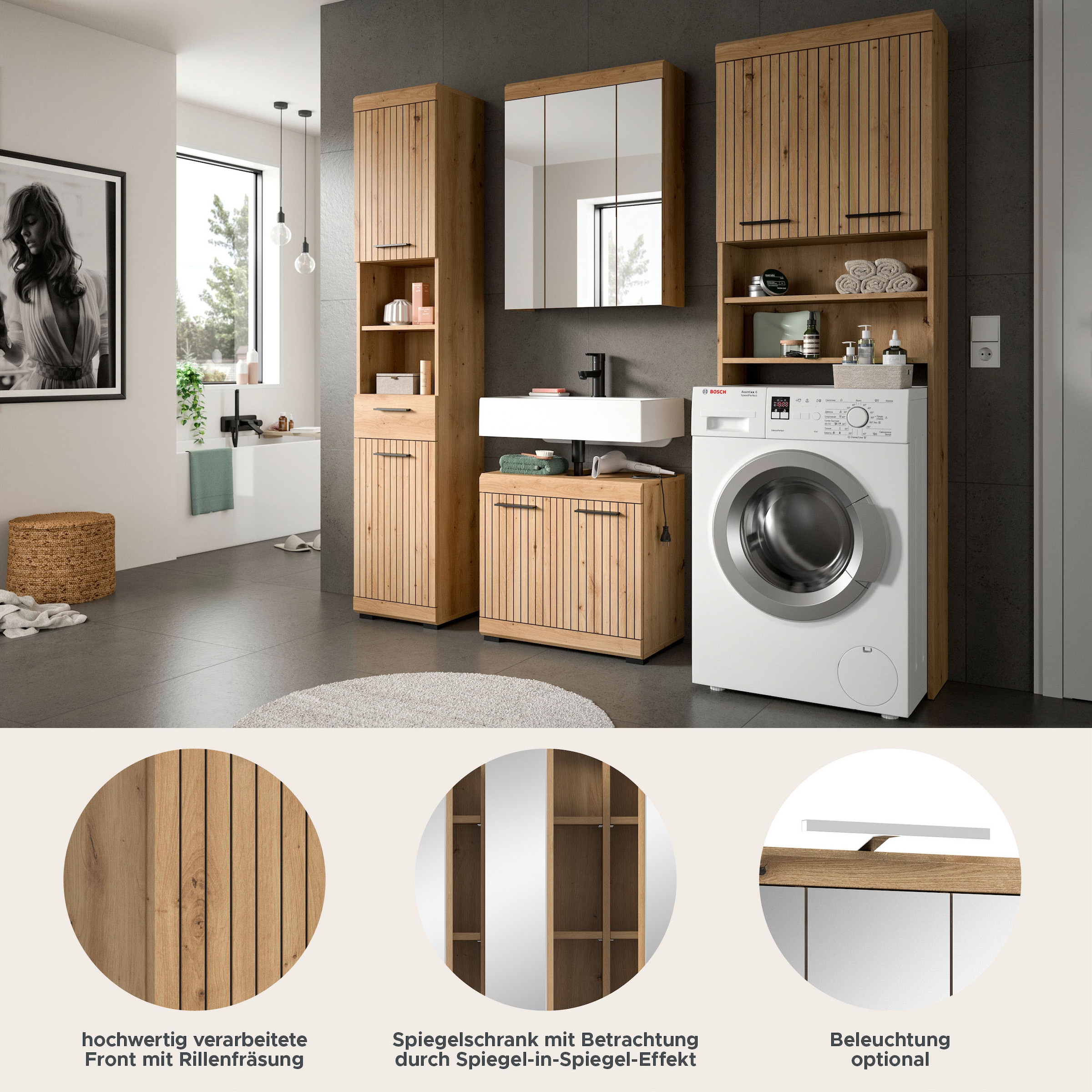welltime Ensemble de meubles de salle de bain »SIENA, 4 teilig, bestehend aus:« Ensemble, BEST-SELLER !, 4 cuis tlg.
