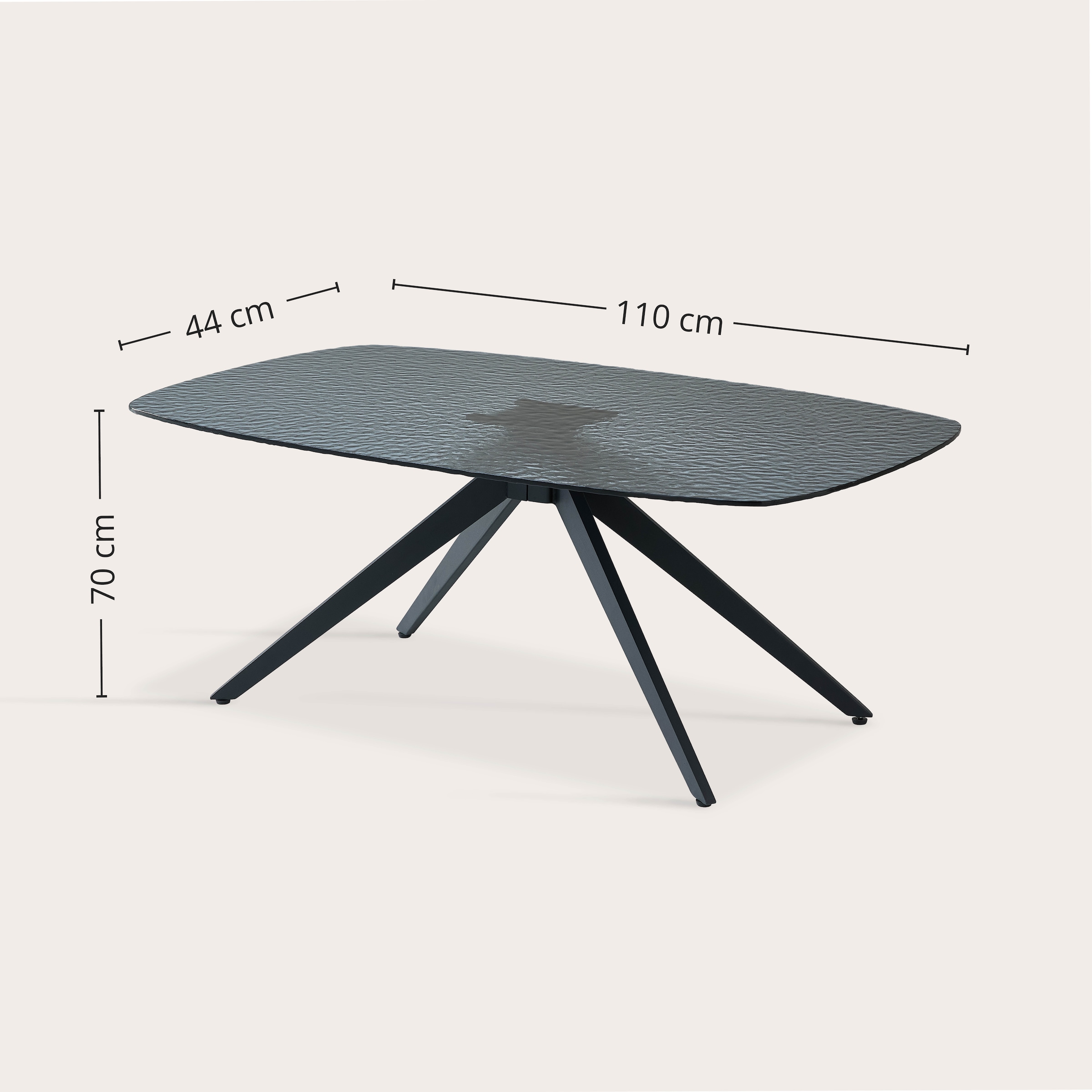 Stolkom Couchtisch »Elias Glastisch schwarz, Wohnzimmertisch BxHxT 110x44x70 cm« Sicherheitsglas Bruchsicher, Glasplatte Wasserwelle schwarz getönt
