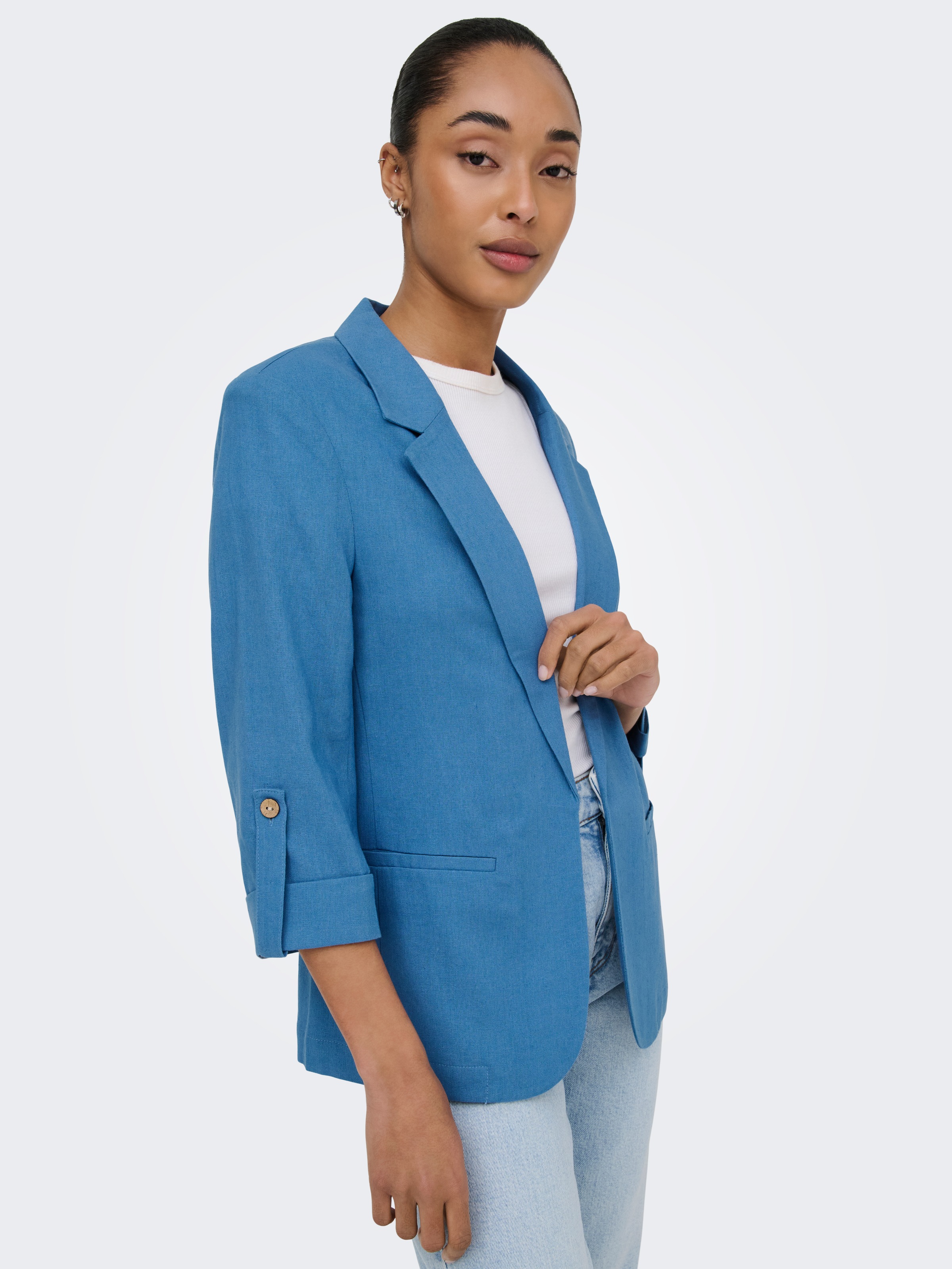 ONLY Blazer court »ONLGOA 3/4 UNLINE LINEN BL BLAZER CC TLR« avec lin