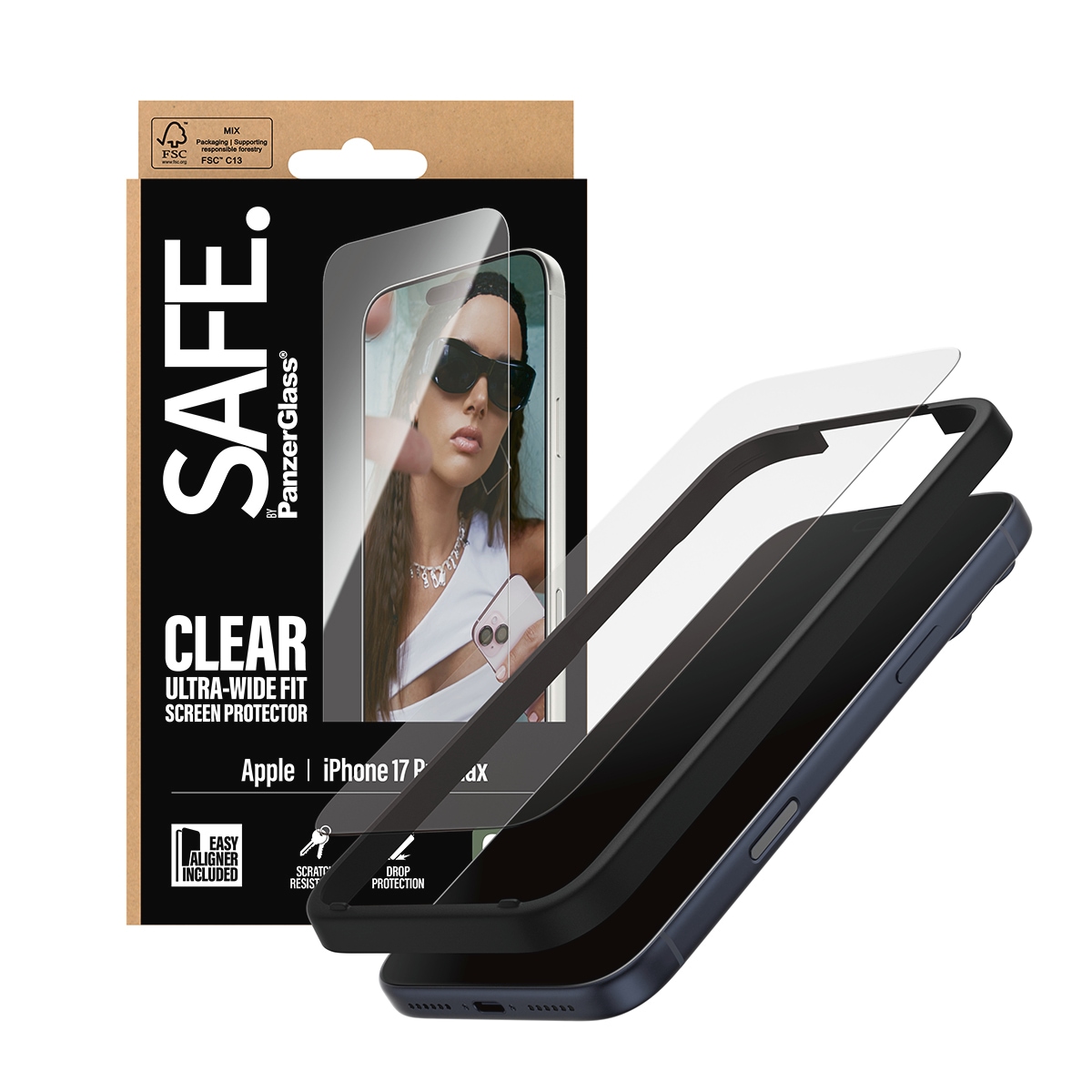 SAFE by PanzerGlass Verre de protection d'écran »Ultra-Wide Fit Screen Protector« für Apple iPhone 17 Pro Max Displayschutzfolie, Schutzfolie, Bildschirmschutz, kratz- & stossfest