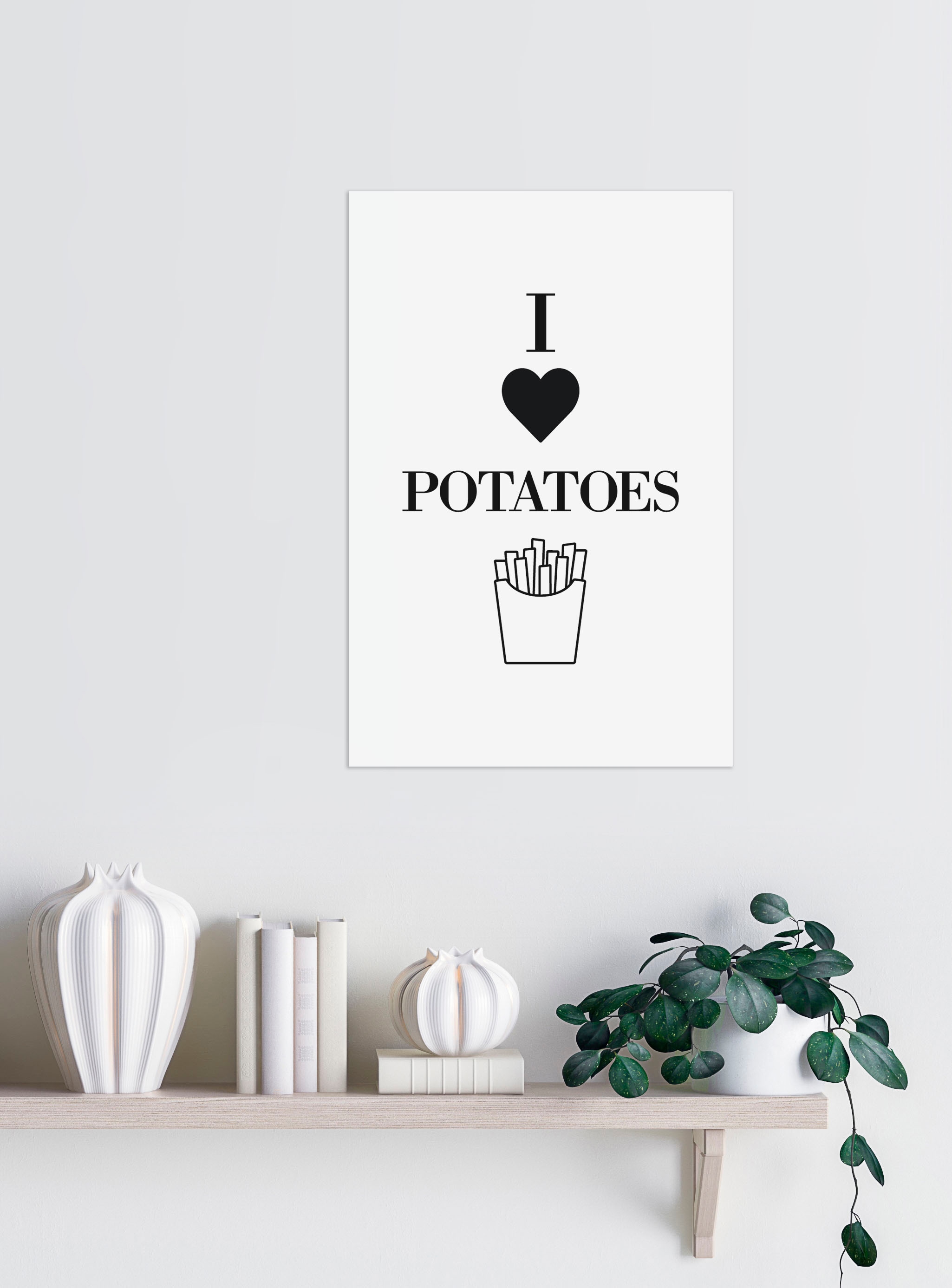queence Wanddekoobjekt »I LOVE POTATOES« Stahlschild, Blechschild, Spruch, Witzig, Wanddeko, retro, 20x30cm