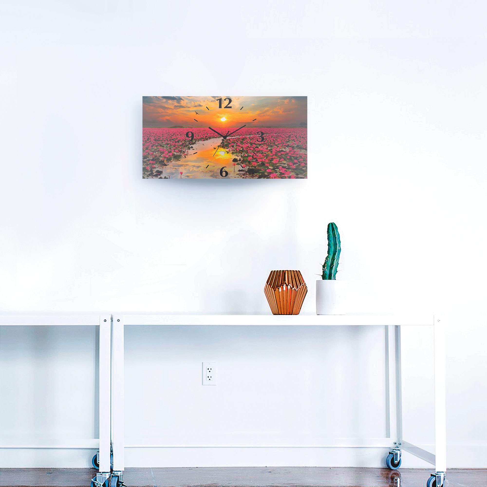 Artland Wanduhr »Sonnenschein blühende Lotusblume« wahlweise mit Quarz- oder Funkuhrwerk, lautlos ohne Tickgeräusche