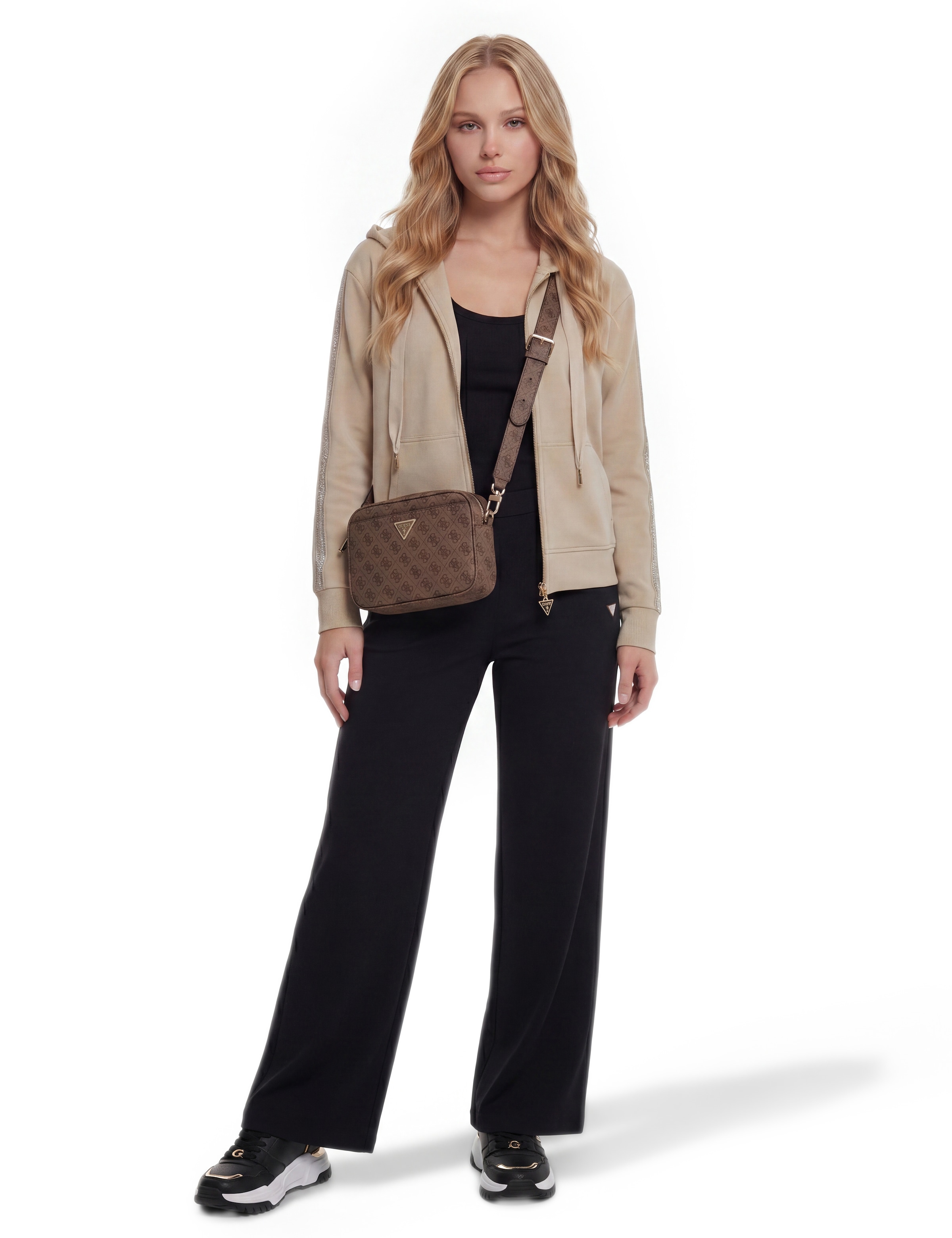 Guess Sac à bandoulière »MERIDIAN II CAMERA BAG« Damen Umhängetasche, Schultertasche mit Logoprint