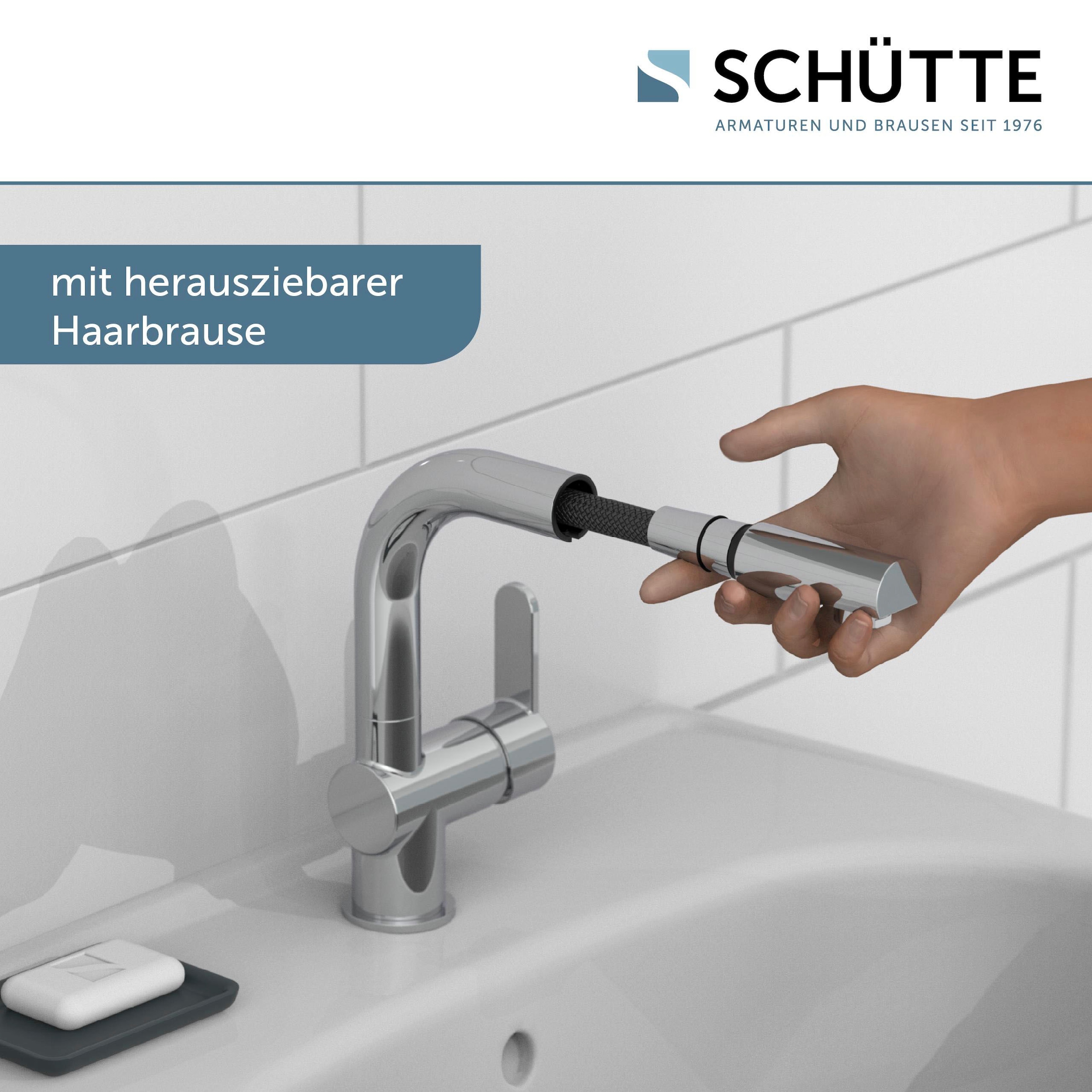 Schütte Waschtischarmatur »LONDON« mit herausziehbarere Brause und Ablaufgarnitur, Pop Up Abflussstopfen