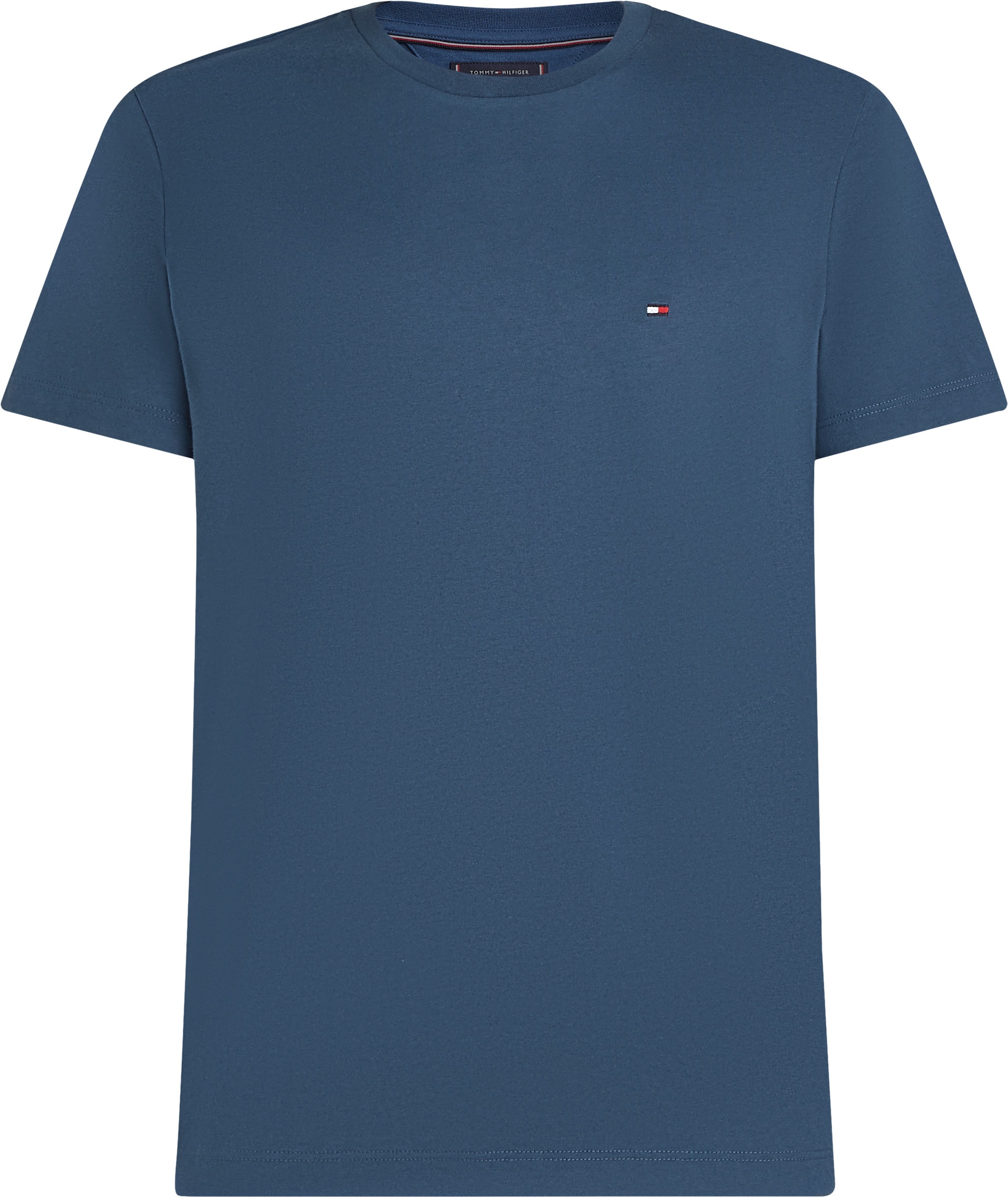 Tommy Hilfiger T-shirt »ESSENTIAL REGULAR FIT SOLID  mit Stickerei« uni, décontracté, coton, col rond