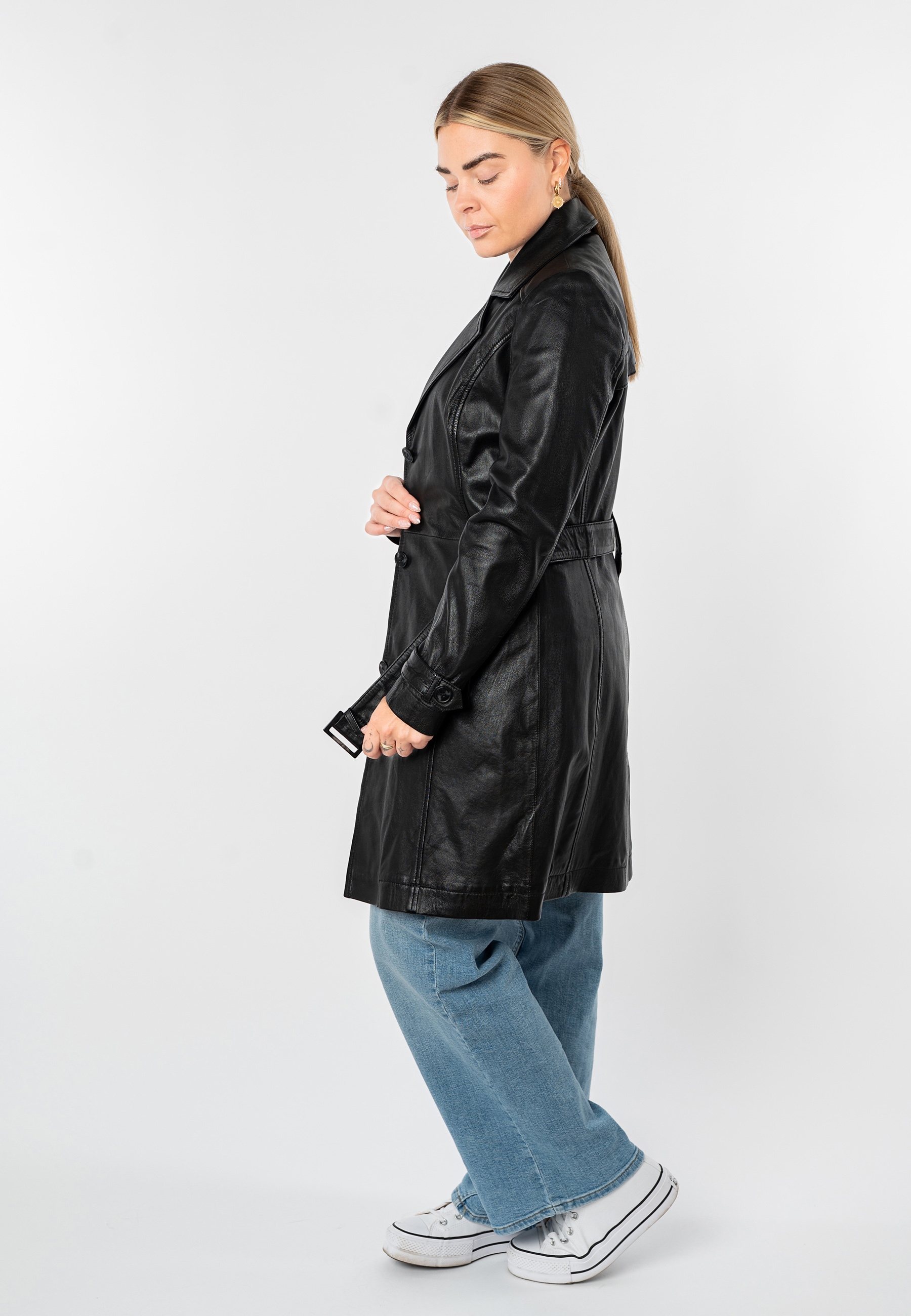 Mauritius Trenchcoat »MWLeoniz« aus Echtleder, mit Taillengürtel