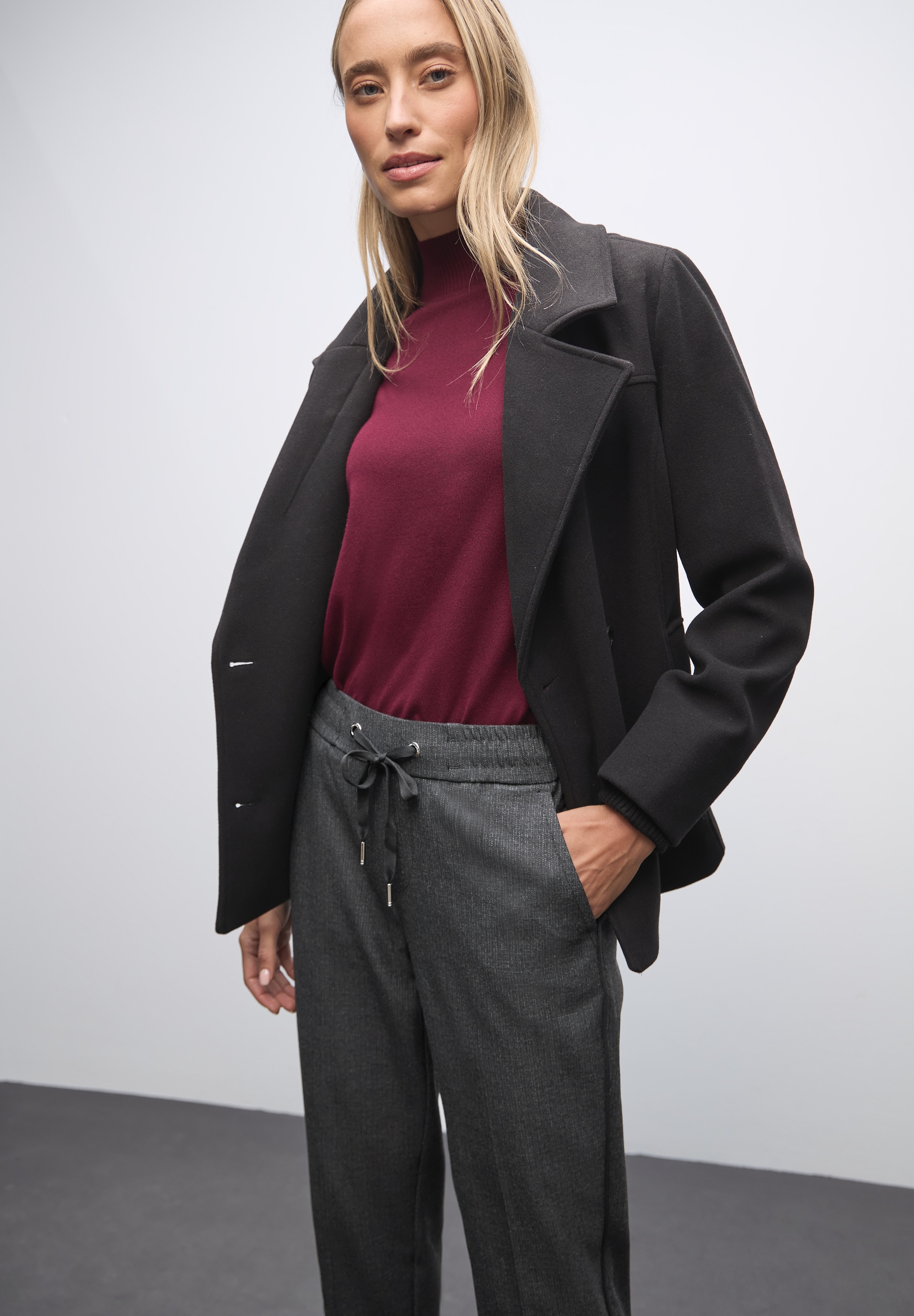 STREET ONE Pantalon à enfiler »Style Bonny«  mit Tape im Leder-Look