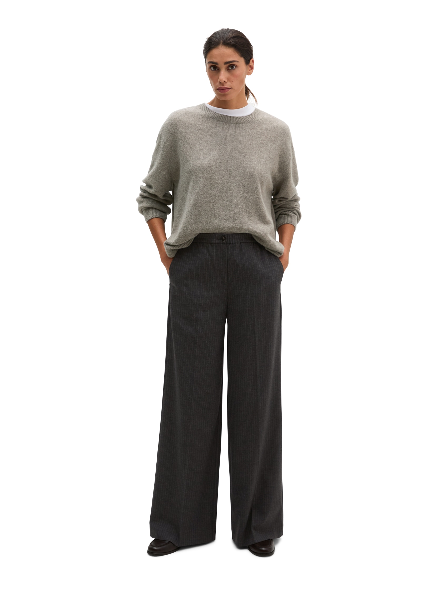 Marc O'Polo Pantalon tissé »Margo Wide«  aspect laine, jambes décontractées longues