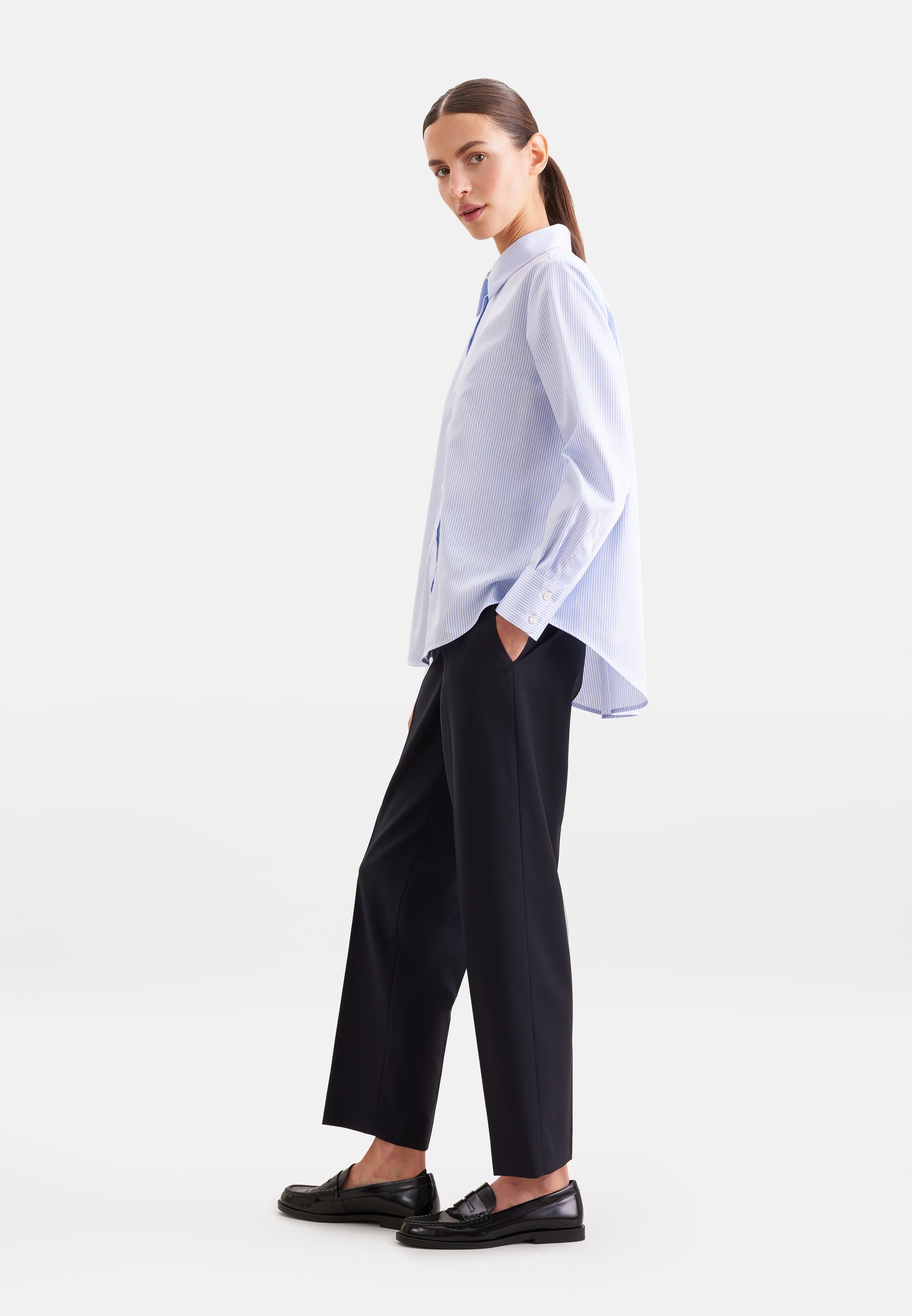 seidensticker Blouse chemise col 1/1 rayé