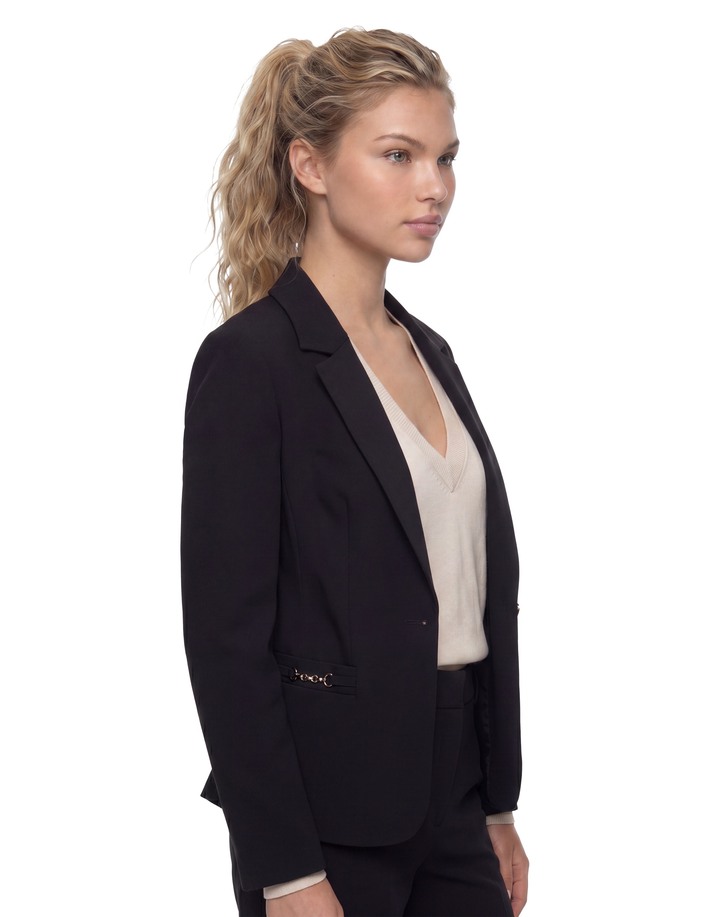 Guess Blazer court »WANDA SINGLE BREAST CHAIN« avec poches décorées, mélange de viscose
