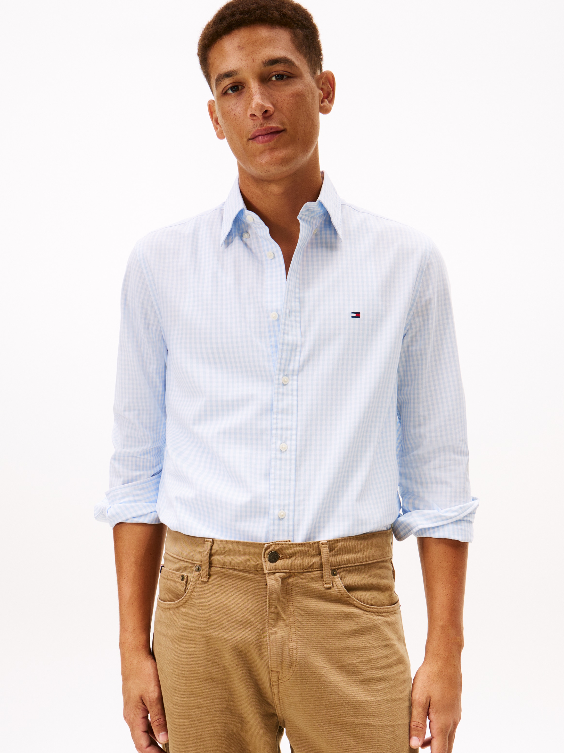 Tommy Hilfiger Chemise à manches longues »FLEX POPLIN BIG GINGHAM« regular fit, Button-down-Kragen