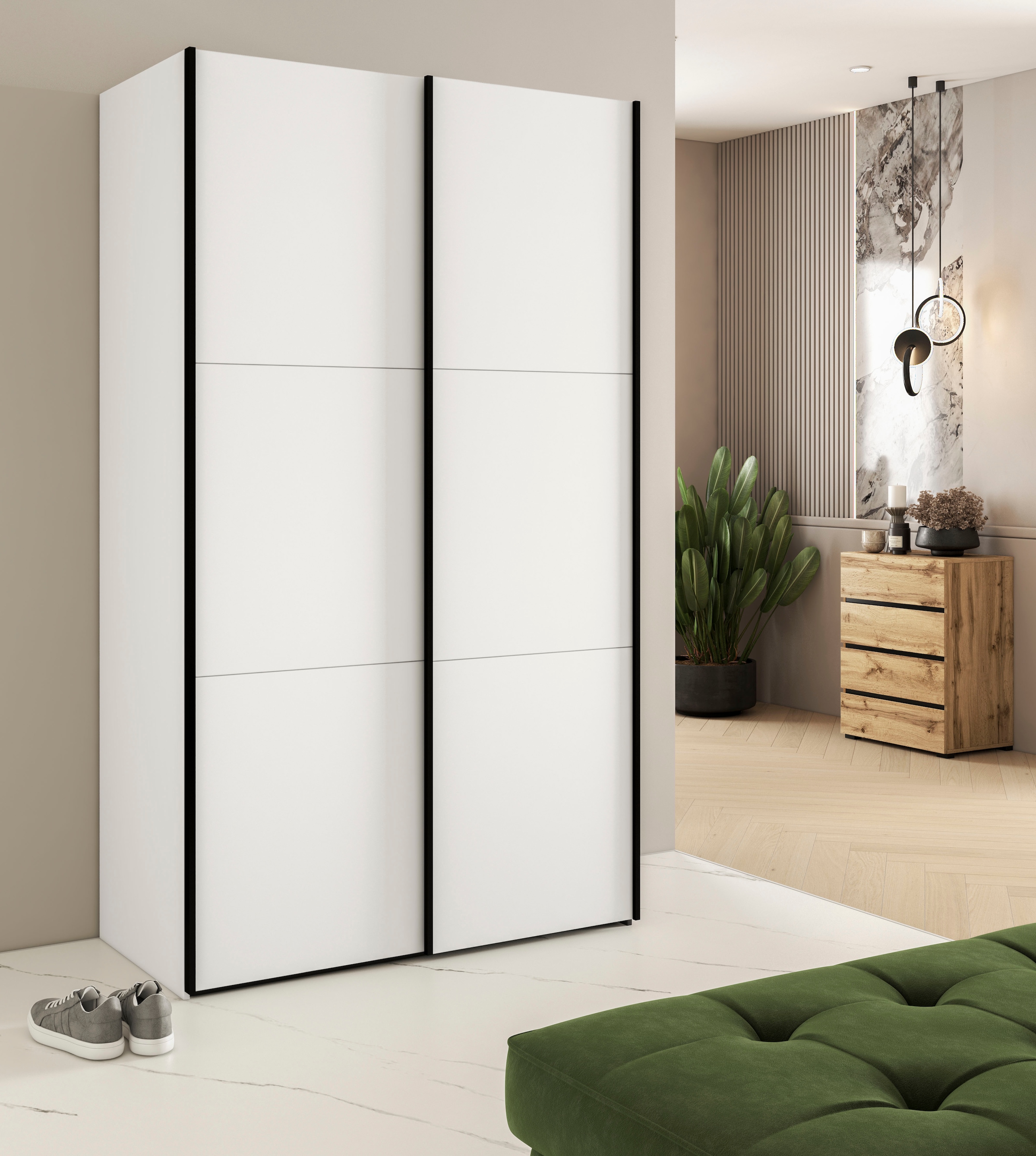 Home affaire Kleiderschrank »Eastvale, 120x64x210cm, ideal für kleine Räume oder Nischen« Schrank mit Schwebetüren, FSC-zertifiziert, Metallgriffe