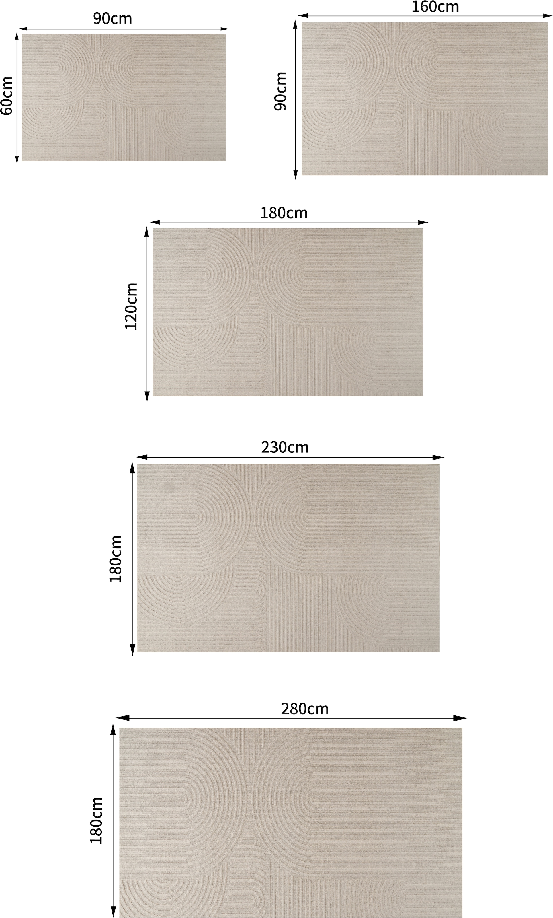 GOODproduct Tapis »Jola, In- und Outdoor geeignet, Hoch-Tief-Design, Scandi« Rectangulaire 9 mm Höhe Hoch-Tief-Struktur, Zen, Wetterfest & UV-beständig, Balkon, Camping