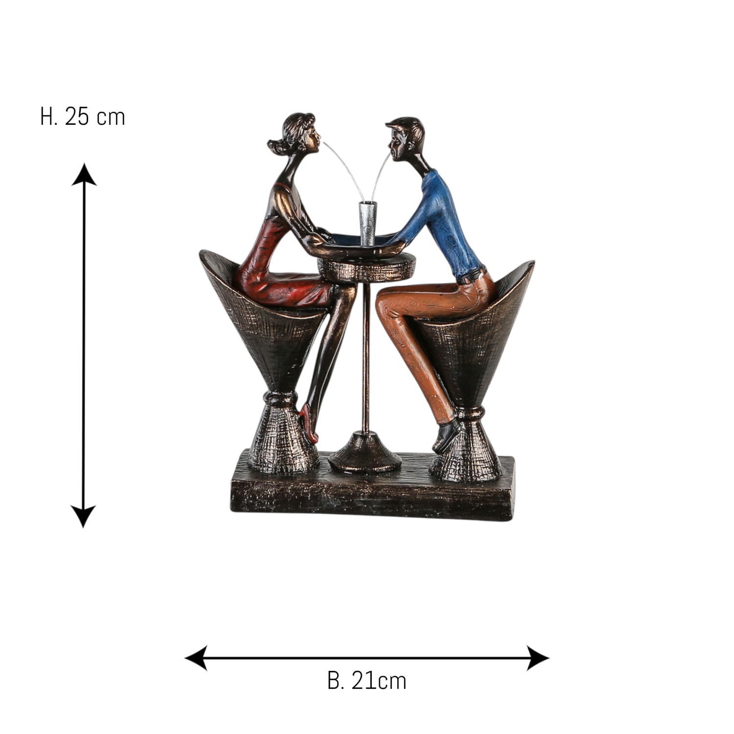 Casablanca by Gilde Figurine de décoration »Skulptur "Table for two"« Vêtements colorés, finition antique, base aspect bois