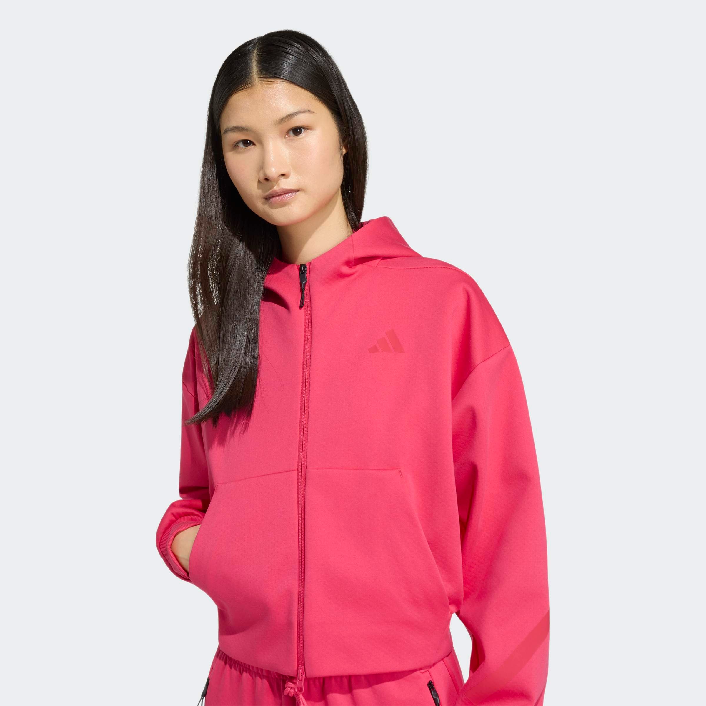 adidas Sportswear Sweat à capuche »W Z.N.E. CR FZ«, avec col rond, sans fermeture, longueur normale
