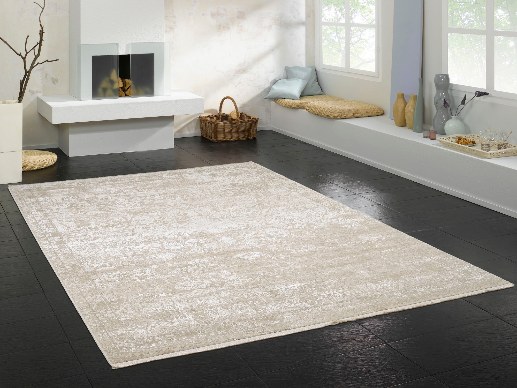 OCI DIE TEPPICHMARKE Tapis »COLOUR TADI« Rectangulaire 8 mm Höhe viscose brillante, avec franges, structure haute basse, vintage, salon