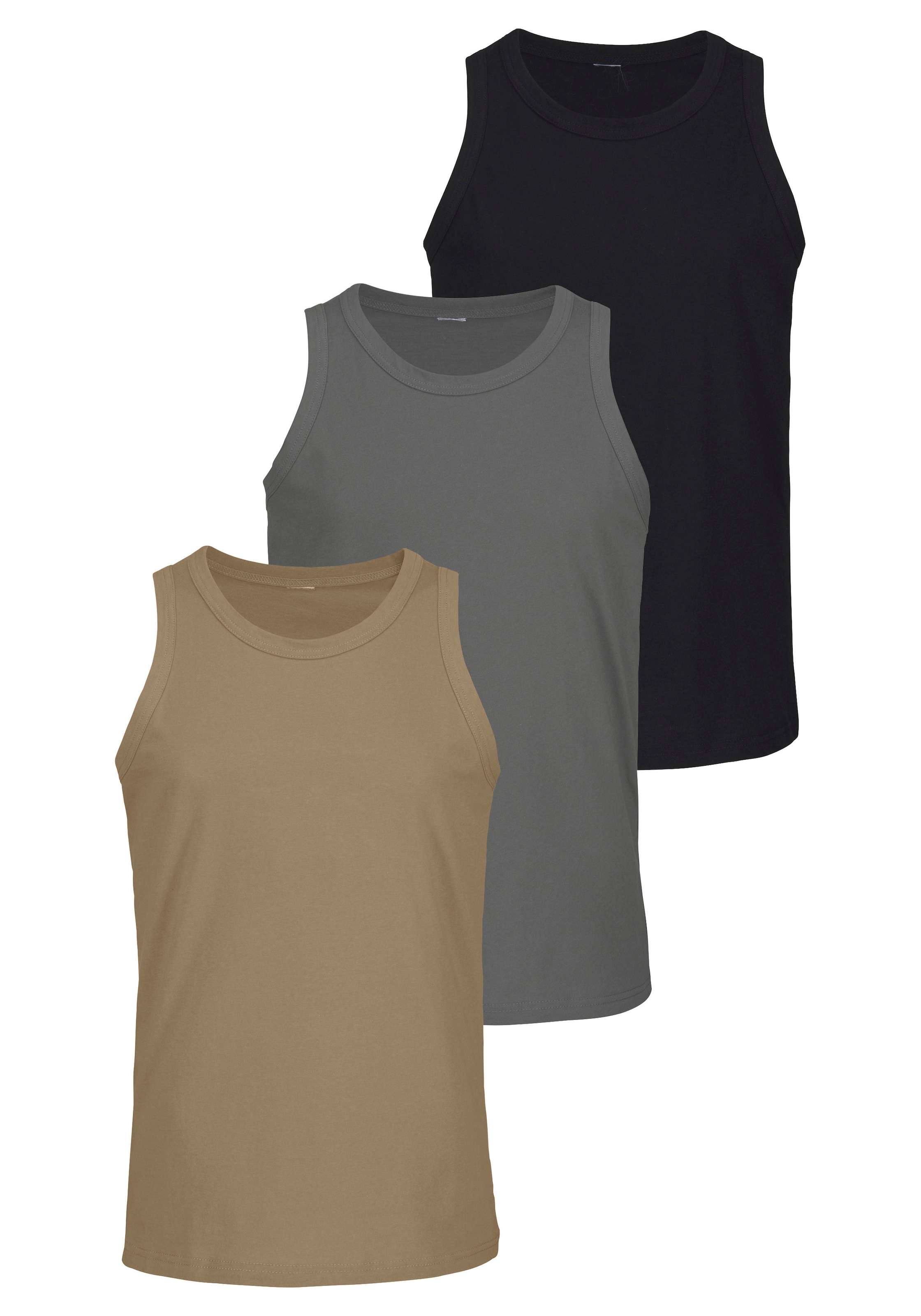 H.I.S Tanktop », Unterziehshirt, Unterhemd für Herren« 3er-Pack,  unifarben, Rundhalsausschnitt, aus Baumwolle