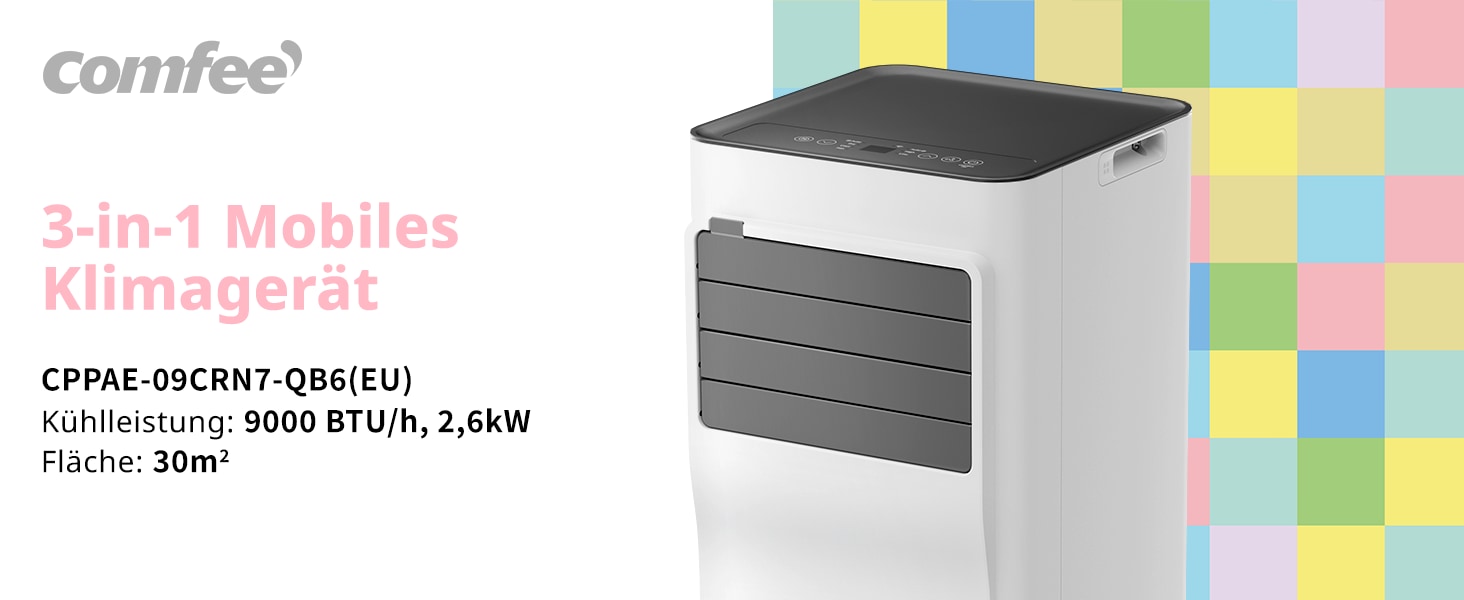 comfee 3-in-1-Klimagerät »»Easy Cool 9000« starker Luftstrom, App und Sprachsteuerung möglich« für Räume bis zu 33 m², mit Temperatursensor