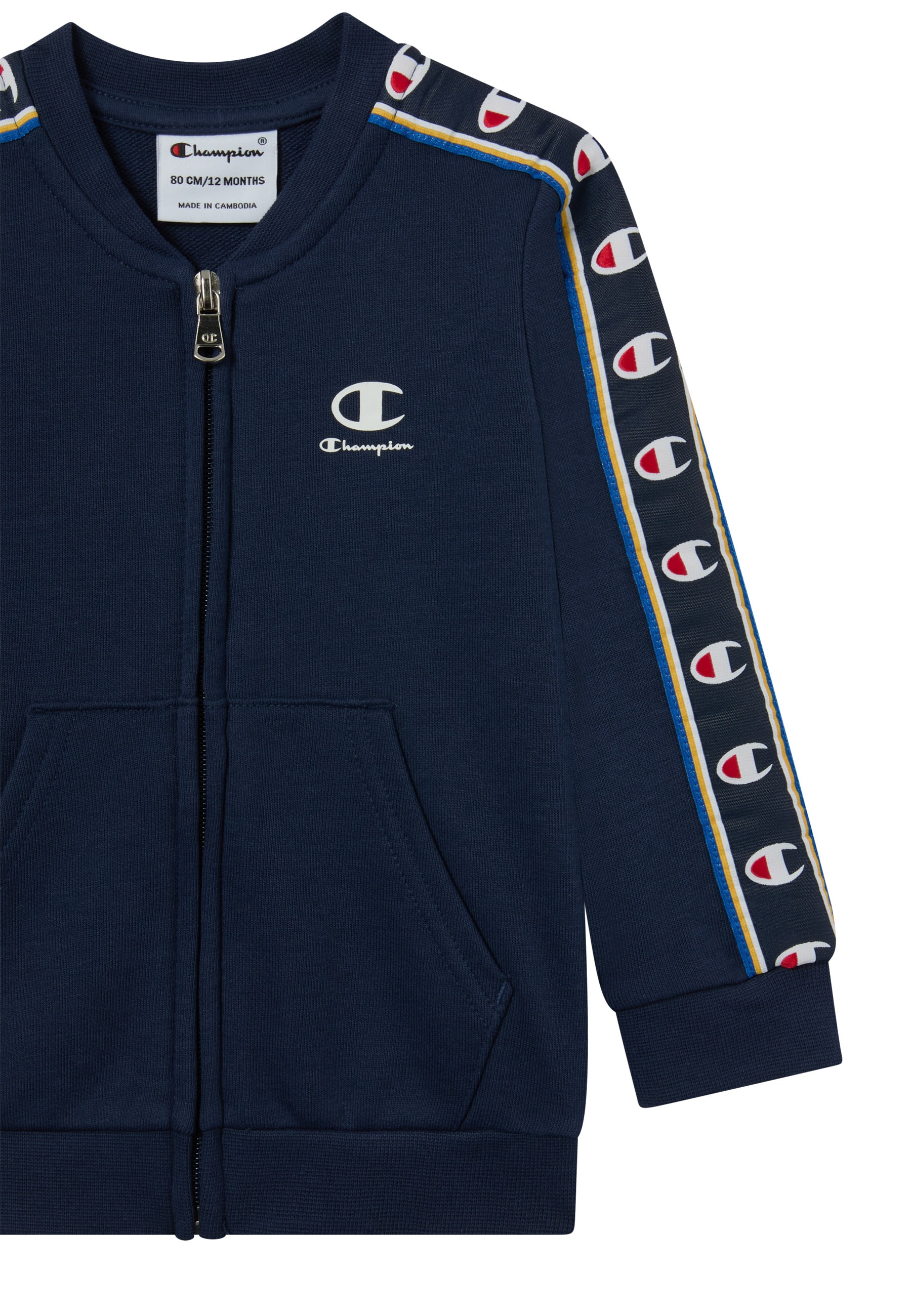 Champion Trainingsanzug »Sports-inspired Toddler Terry Full Zip Sweatsuit with tape detailing« 2 tlg. zweiteiliges Set, mit Reissverschluss, aus Baumwolle und Polyester