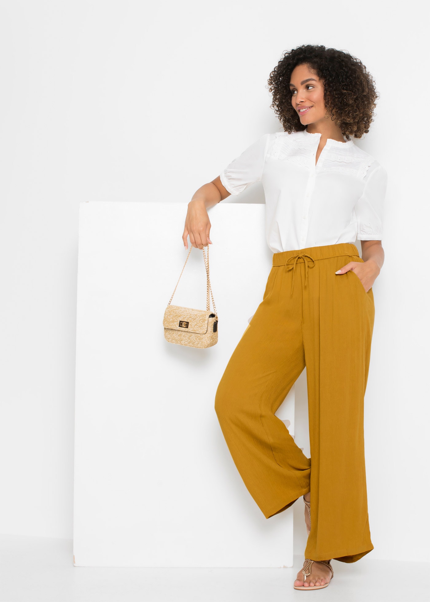 bonprix Pantalon marlène »Marlenehose aus fliessender Viskose«  Marlenehose aus fliessender Viskose