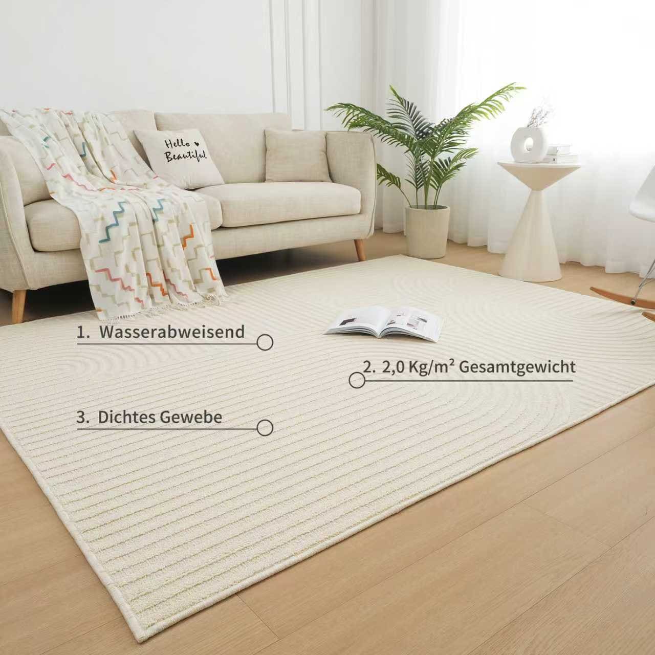 my home Teppich »Jola Hoch-Tief-Design, Scandi-Look, Zen« rechteckig 10 mm Höhe Boho, Modern, 3D, Wohnzimmer, Schlafzimmer, wasserabweisend