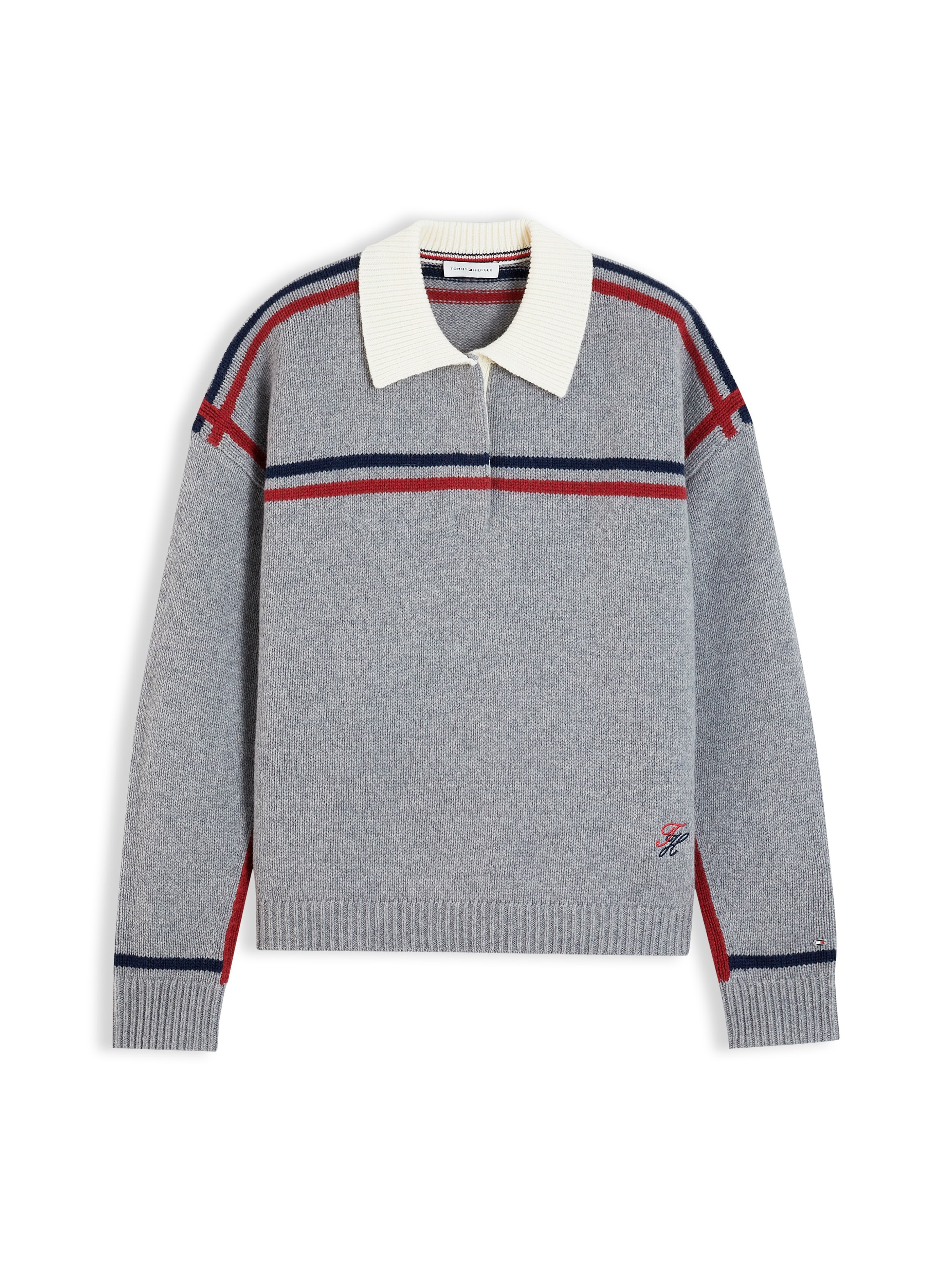 Tommy Hilfiger Pull en tricot »RWB POLO BOXY FIT SWT« aus reiner Wolle