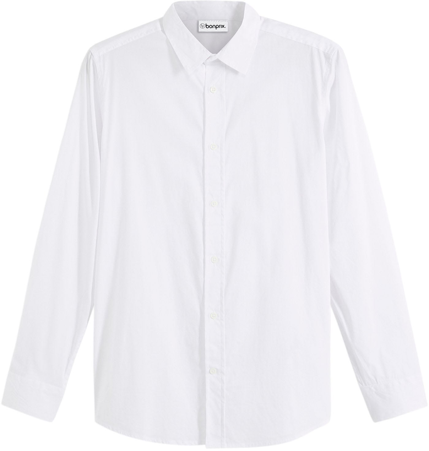 bonprix Chemise à manches longues coupe ajustée, en coton, polyamide et élasthanne, col Kent