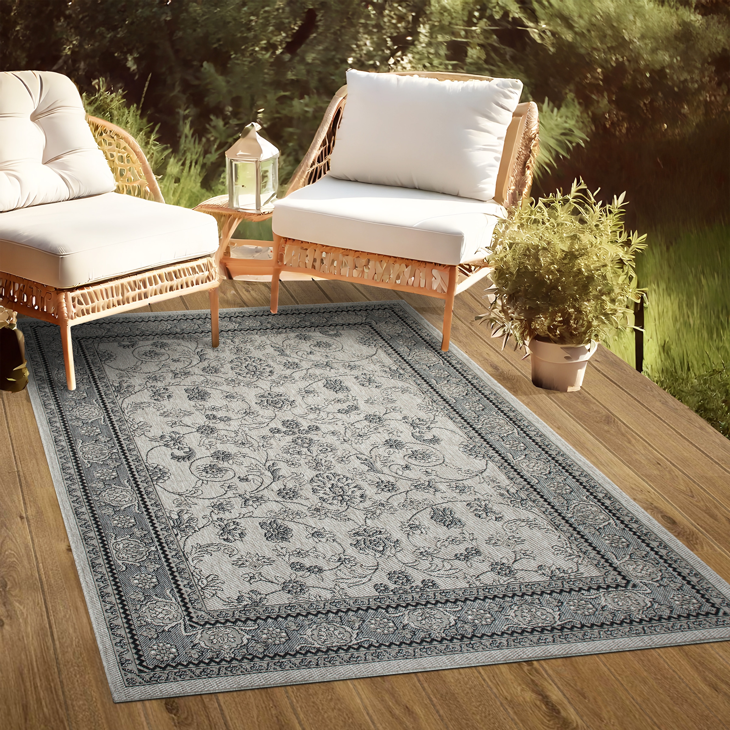 my home Teppich »Claren, auch für Balkon und Terrasse« rechteckig 3 mm Höhe In und Outdoorgeeignet, Orient-Design, Wetterfest & UV-beständig