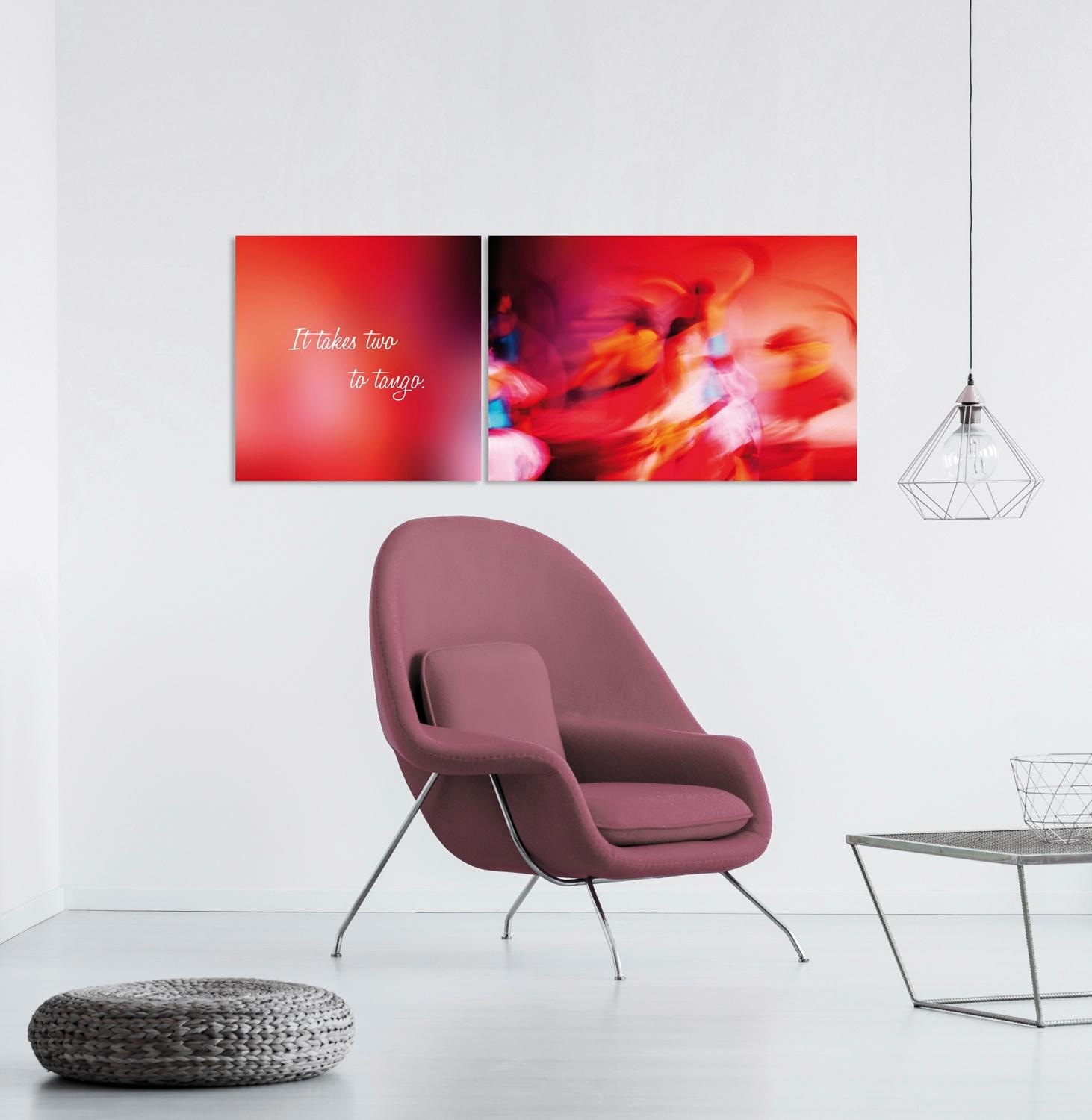 queence Leinwandbild »Tango« Abstrakte | Kunst | Modern | Schriftzug | Schriftzüge | Spa | Spa Bilder | Sprüche | Sprüche & Texte Set,  Premium-Leinwandstoff, Handarbeit aus Deutschland, Spruch, 2er Set