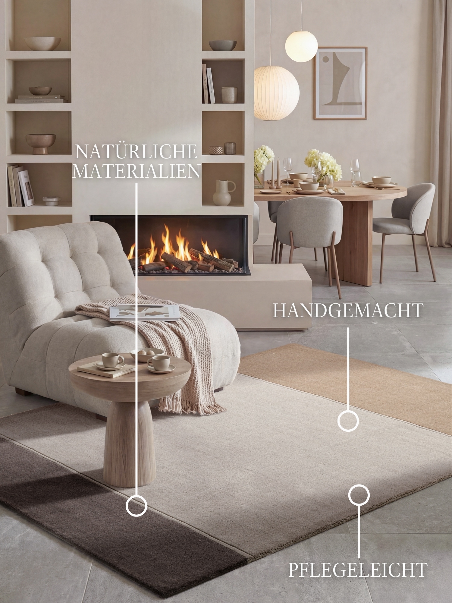 Villeroy & Boch Wollteppich »Quentin« rechteckig 16 mm Höhe Wolle, Natur, Handgemacht, Landhaus, Skandi, Wohnzimmer, Schlafzimmer
