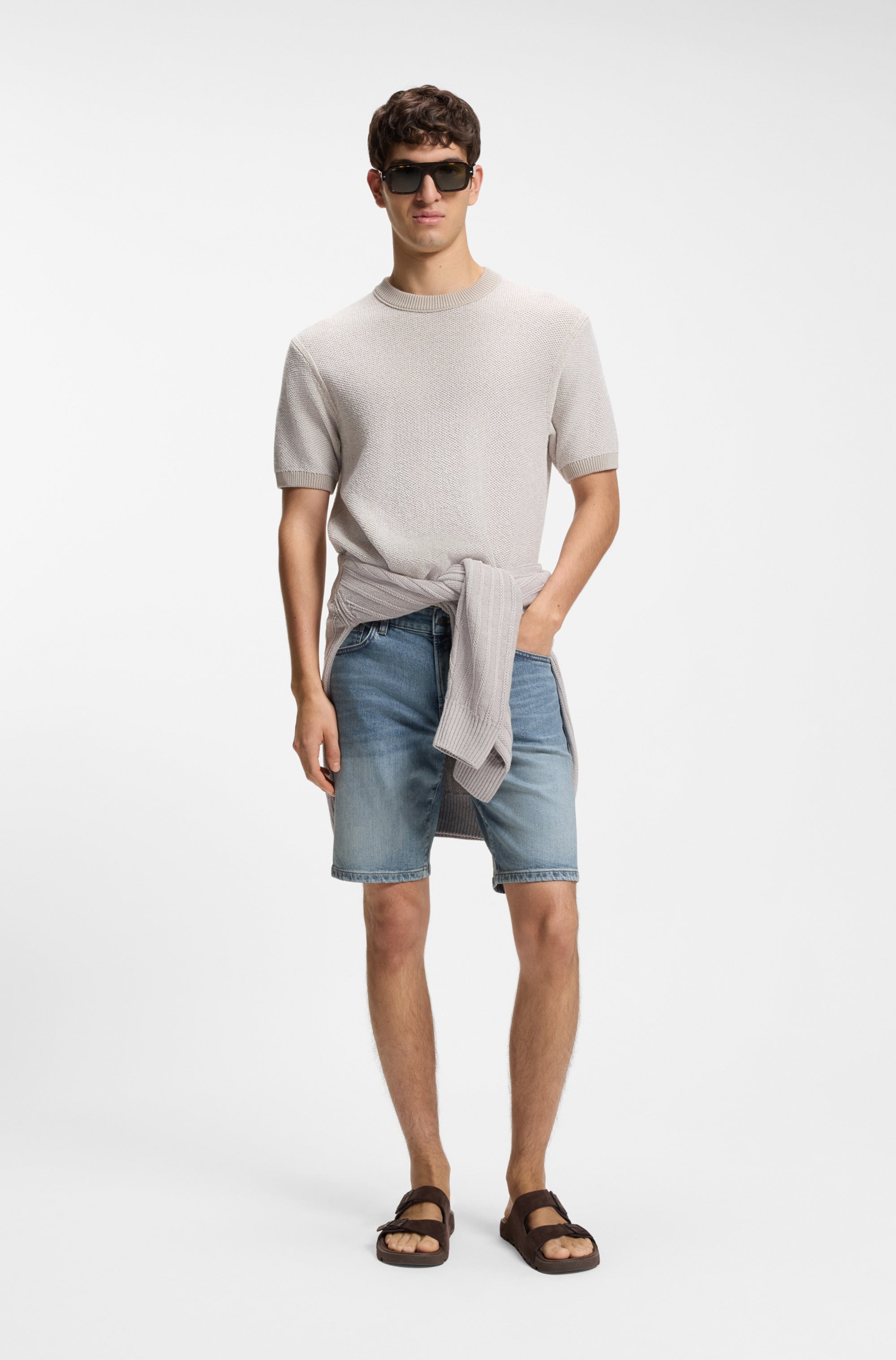 BOSS ORANGE Short en jean »Maine« Regular Fit, denim stretch, used washed
