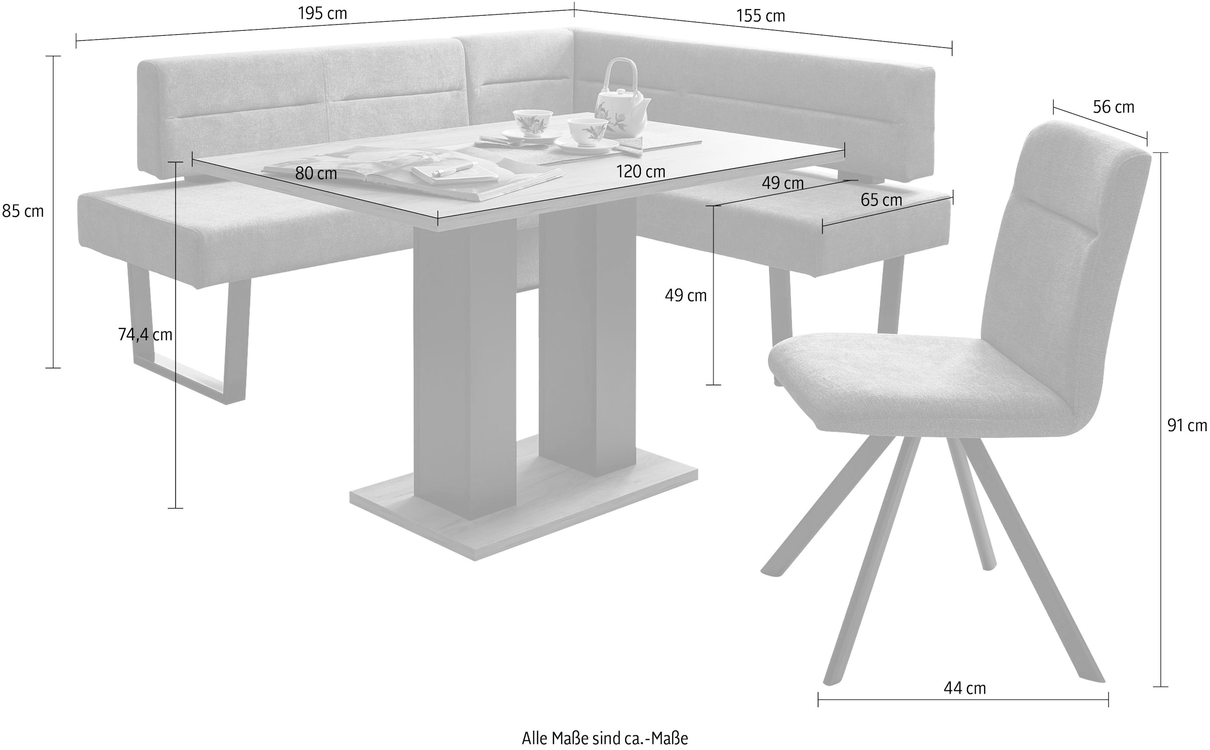 massivline&more Ensemble de bancs d'angle »Martina« 5 cuis tlg. librement positionnable dans la pièce