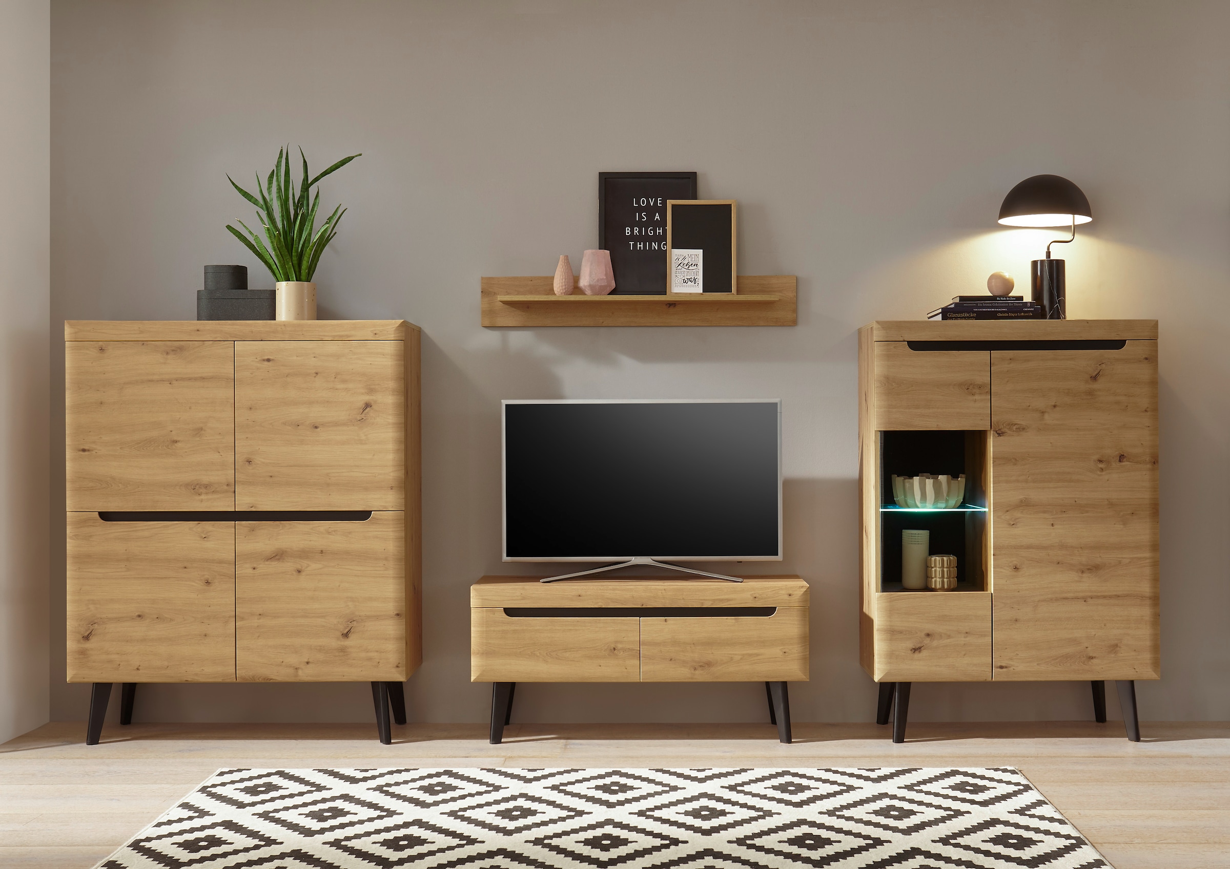 Home affaire Meuble mural »Torge, Anbauwand, Schrankwand, Mediawand, Wohnzimmer-Set« Set, 4 cuis tlg.