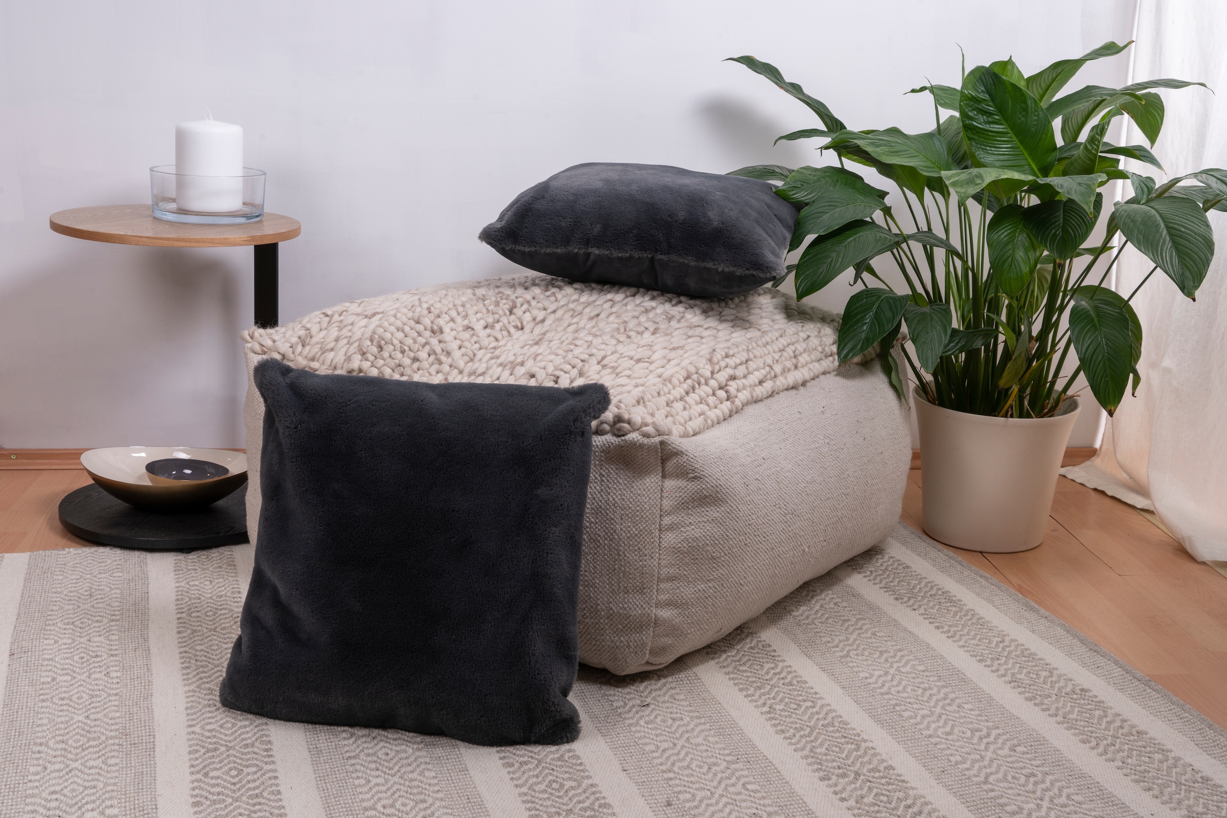 Kenda Sand Fellkissen »Dekokissen Aimee 625 2er-Set« Kissen inkl. Füllung mit flauschigem Stoffbezug