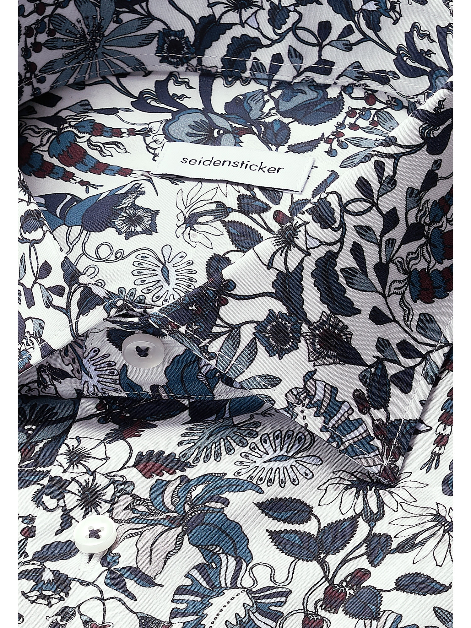 seidensticker Chemise d'affaires »Schwarze Rose« Slim 1/1 Kentkragen Geblümt