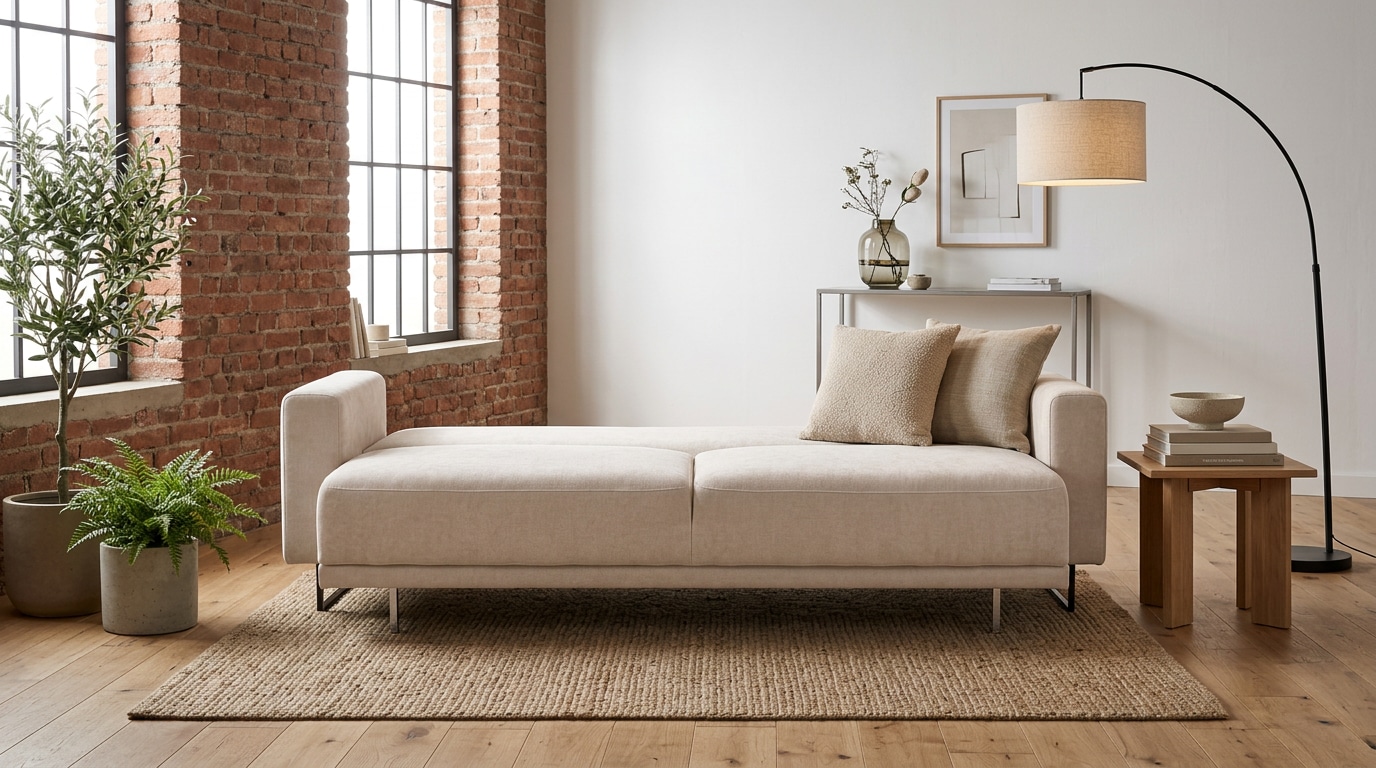 GOODproduct Schlafsofa »Sveeva, 3 Sitzer, Liegefläche 135x190 cm, schwarze Metallfüsse« langlebiger Strukturstoff, mit Wellenunterfederung, viele Farben