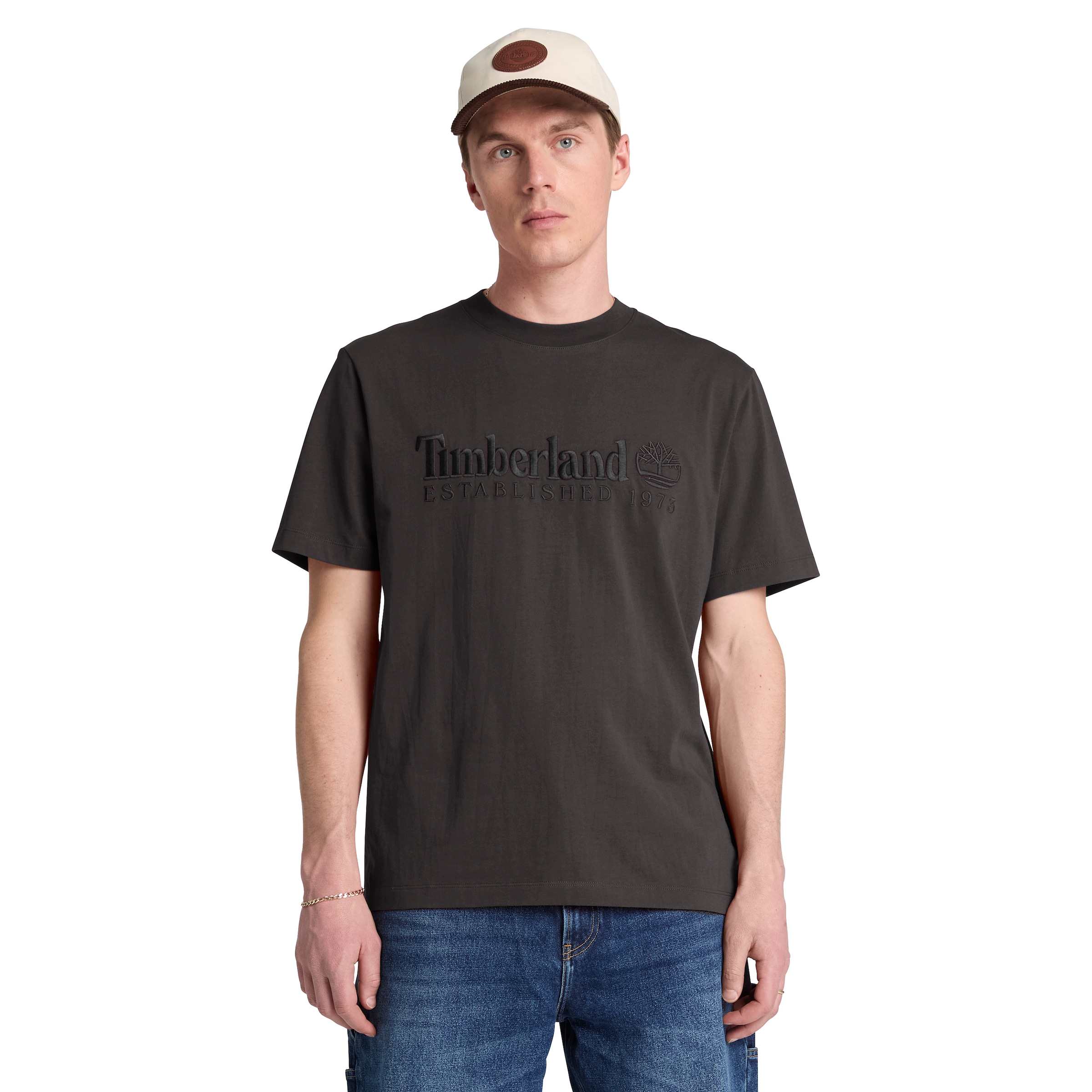 Timberland T-Shirt »ESTABLISHED 1973 - SS Embroidered Tee« Kurzarm, mit Rundhalsausschnitt, aus Baumwolle, normale Schnittform
