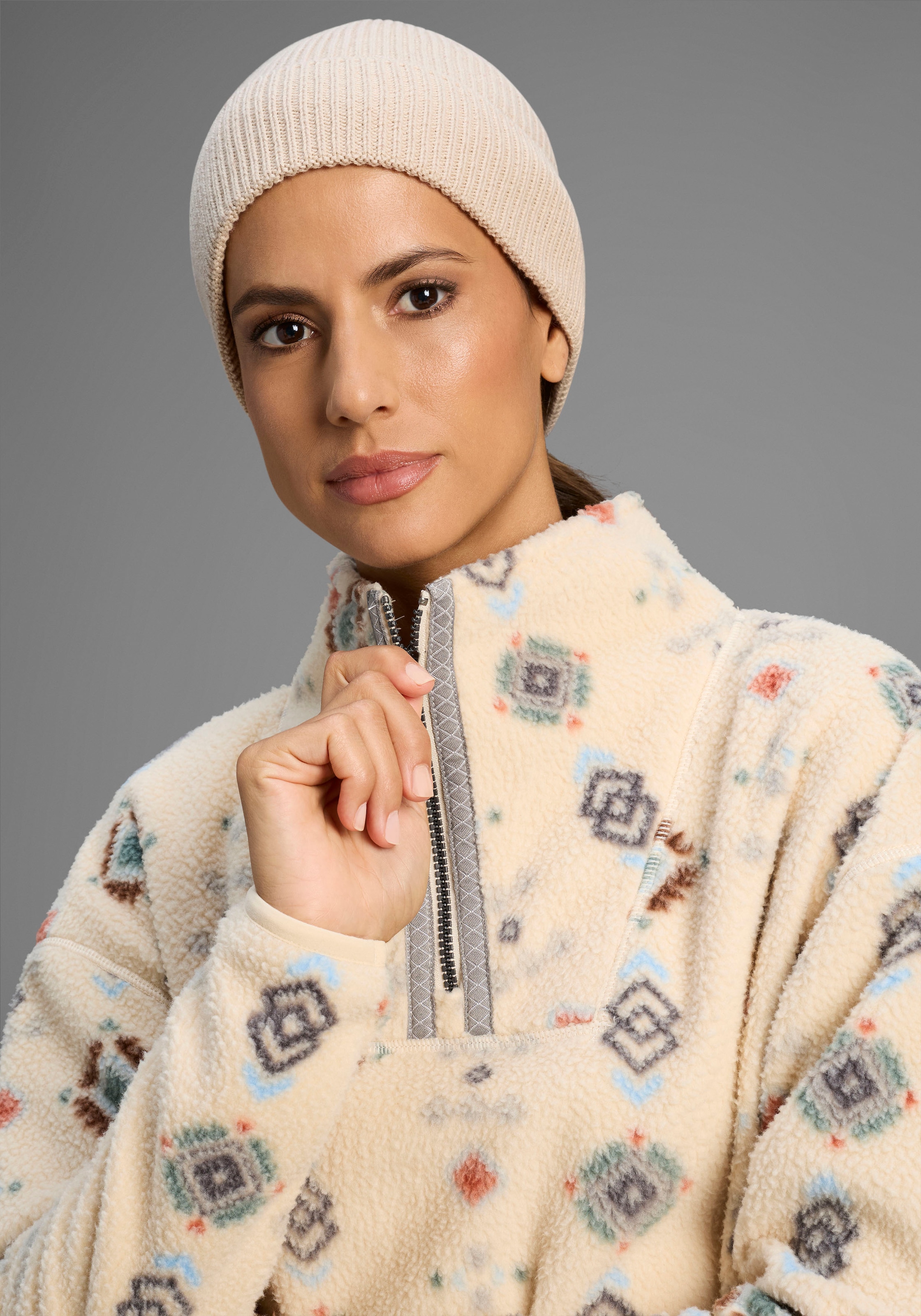 KangaROOS Fleecepullover aus kuscheligem Sherpa Fleece, Half-zip