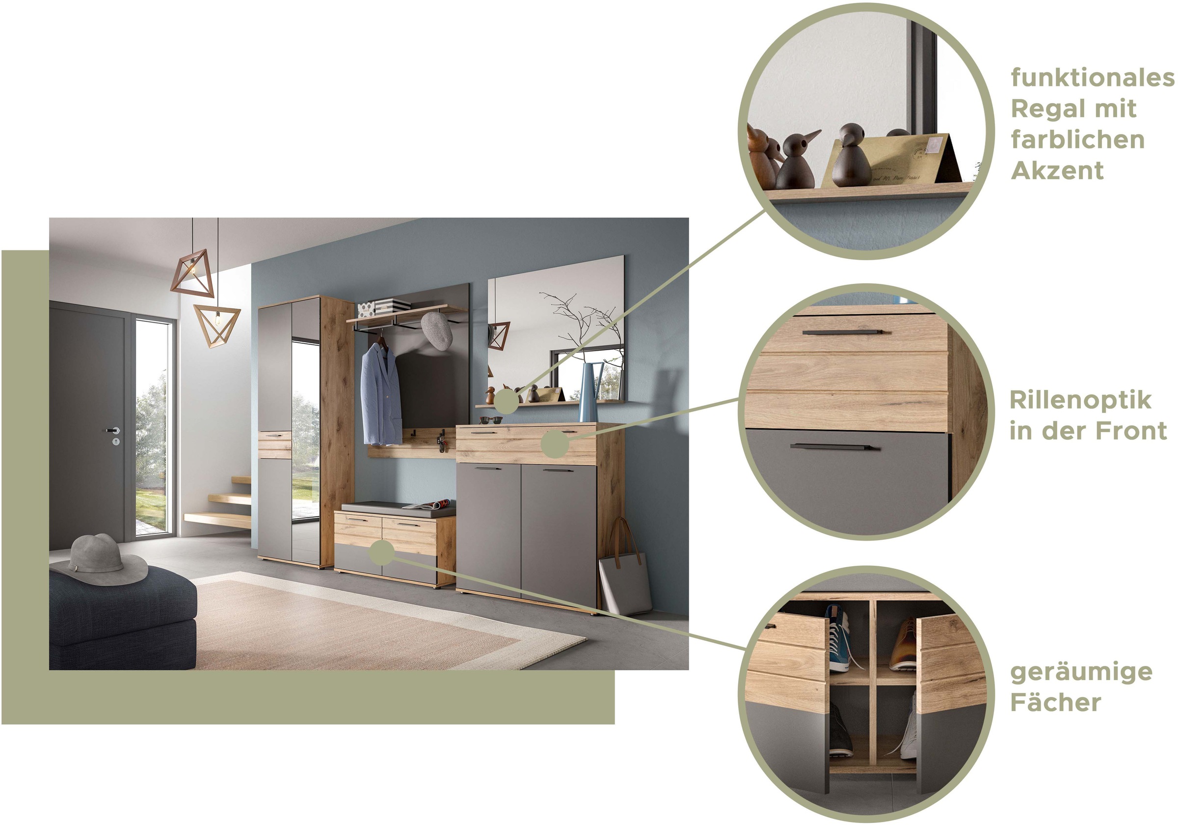 Home affaire Garderobenspiegel »Riga, B x T x H ca.: 90 x 16 x 84 cm, 1 Ablageboden« Spiegel, Wandspiegel, Flurspiegel, Dielenspiegel